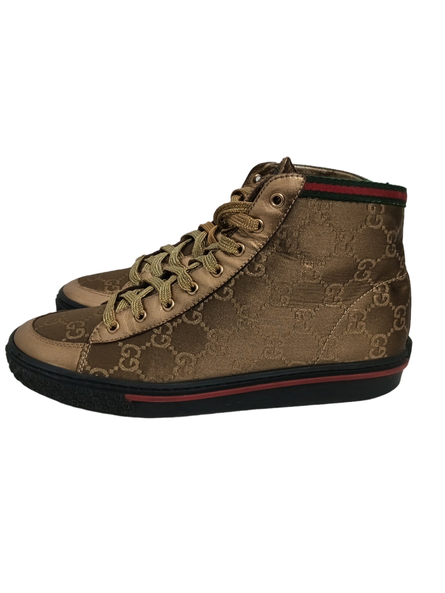 GUCCI HIGH CUT SNEAKERS SIZE 35 GOLD 171193