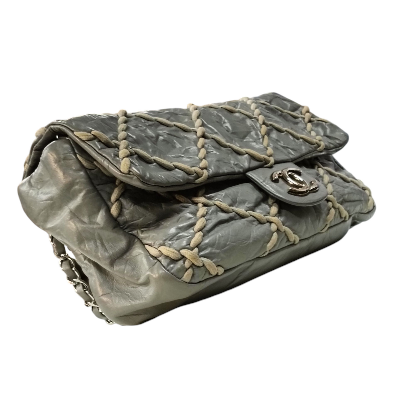 CHANEL w Chain Shoulder Bag Ultra Stretch Gray 14830612