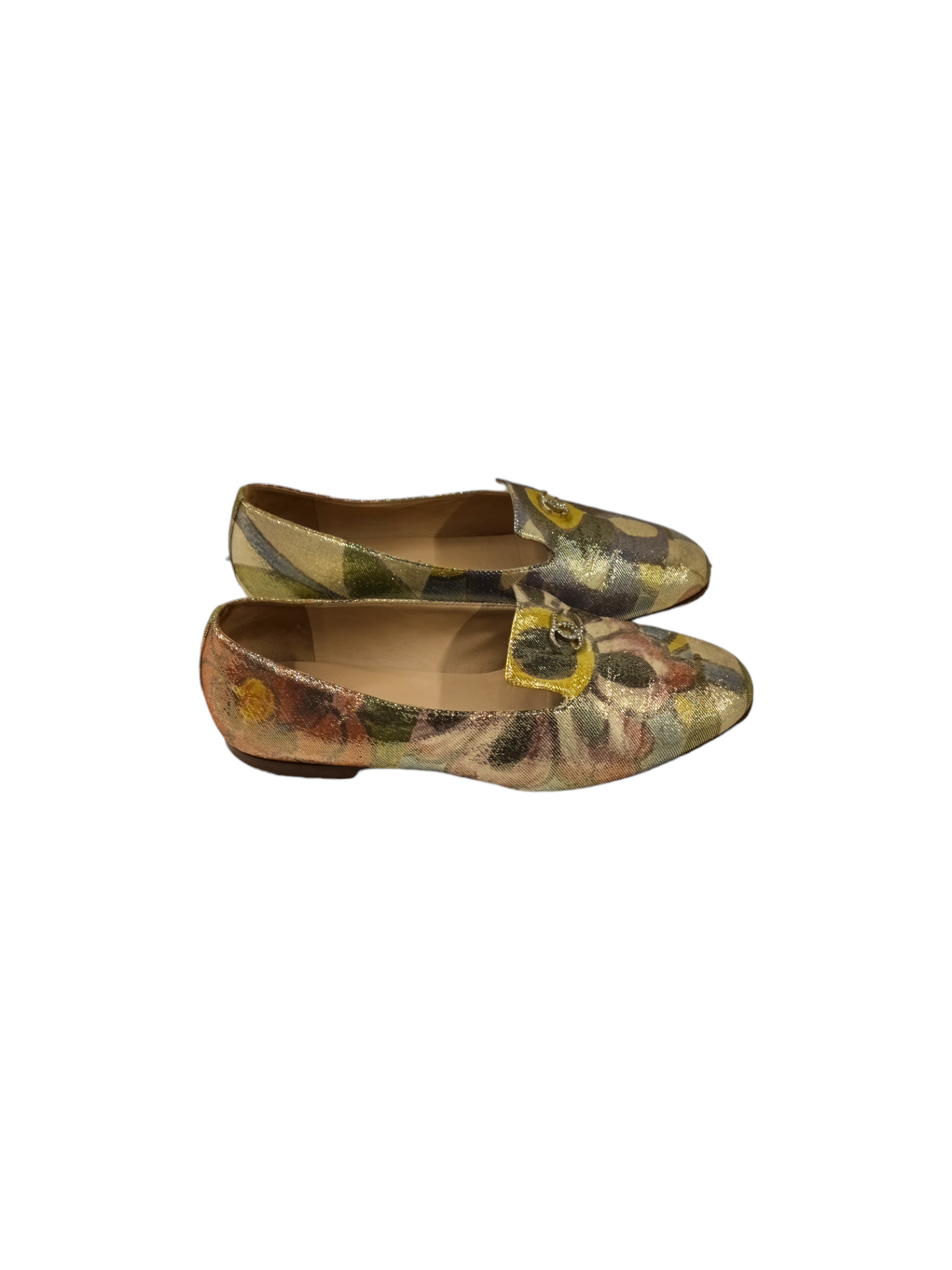 CHANEL Flat Shoes Beige 35.5 Rank B