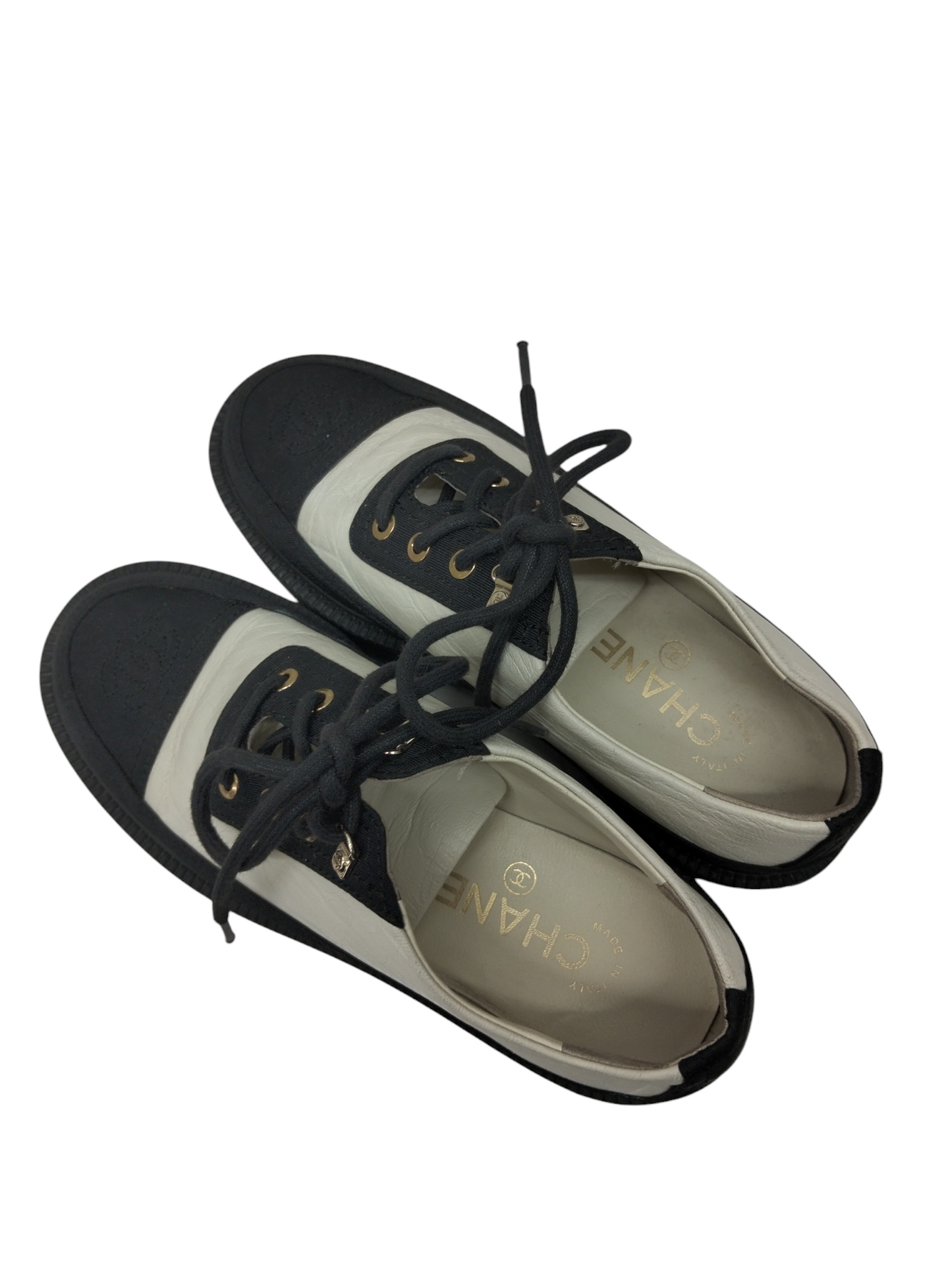 CHANEL SNEAKER LADY SIZE 36 WHITE/BLACK G38081 RANK (B)