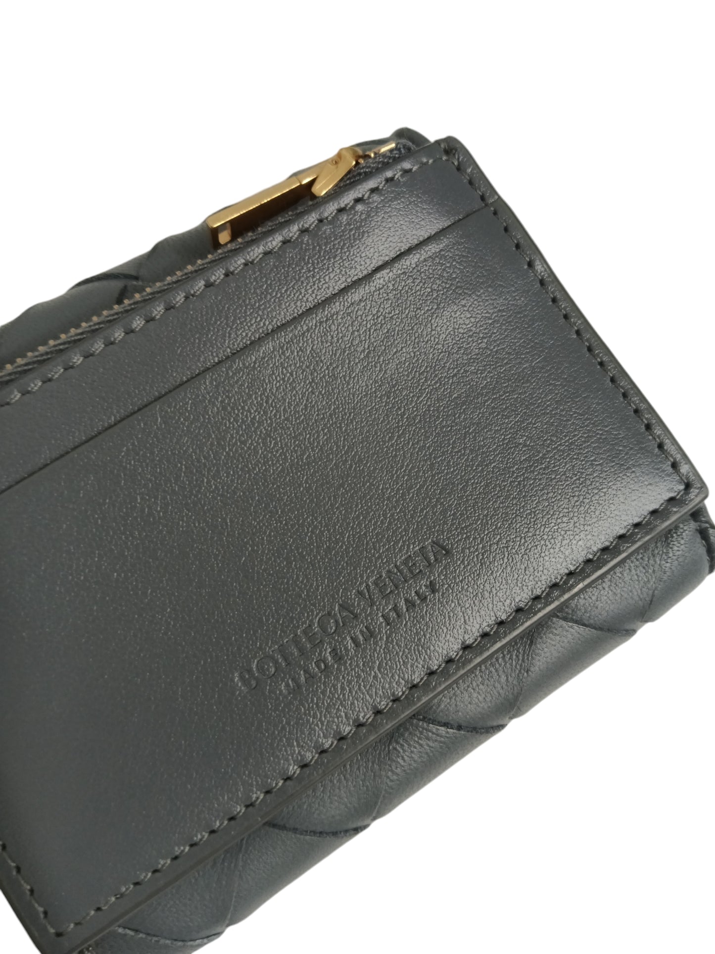 BOTTEGA VENETA WALLET INTRECCIATO GRAY DETACHABLE RANK(A)