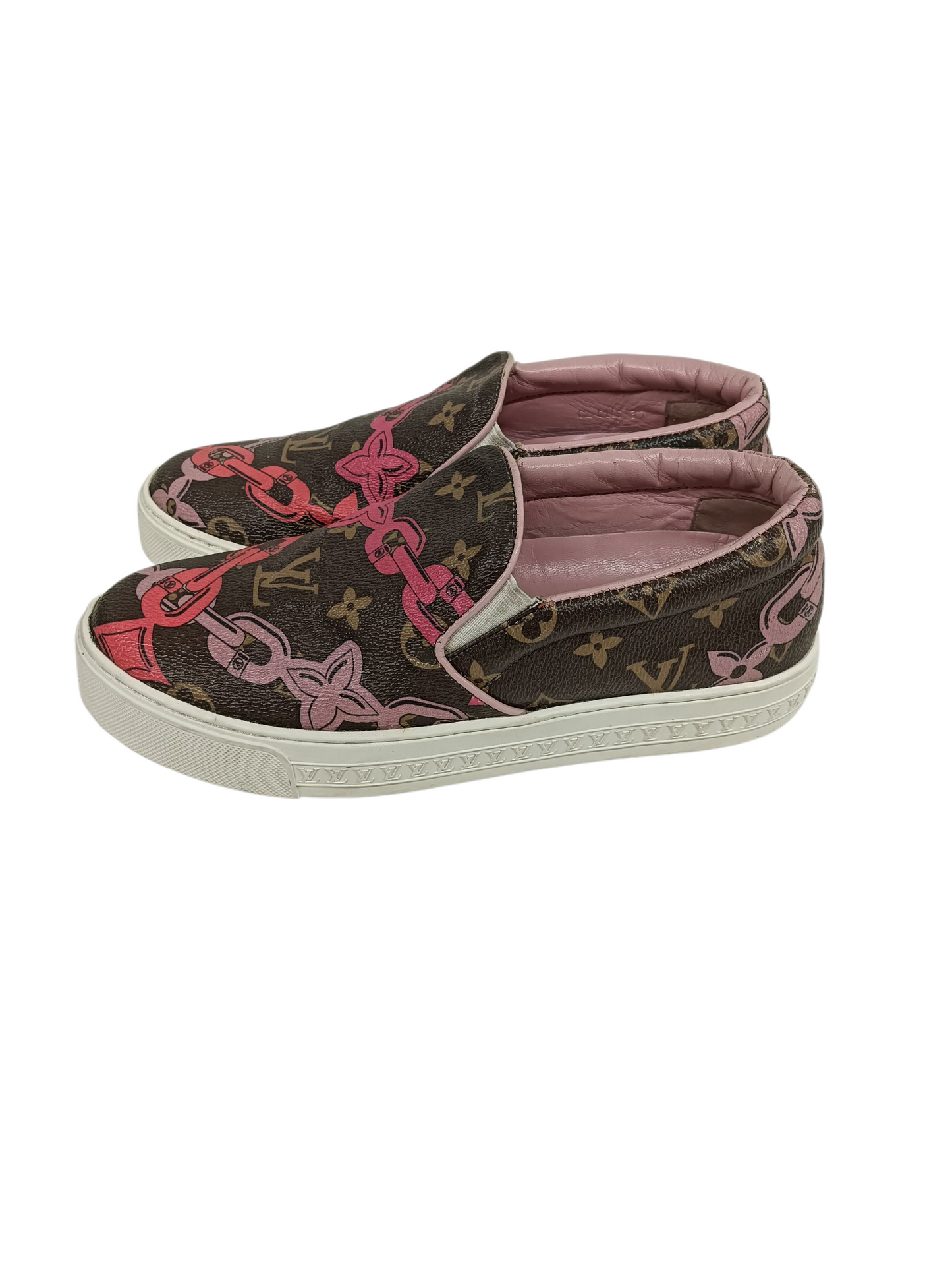 LOUIS VUITTON Slip-on Size 37 Bay harbor Slip Lady's Brown/Pink Monogram