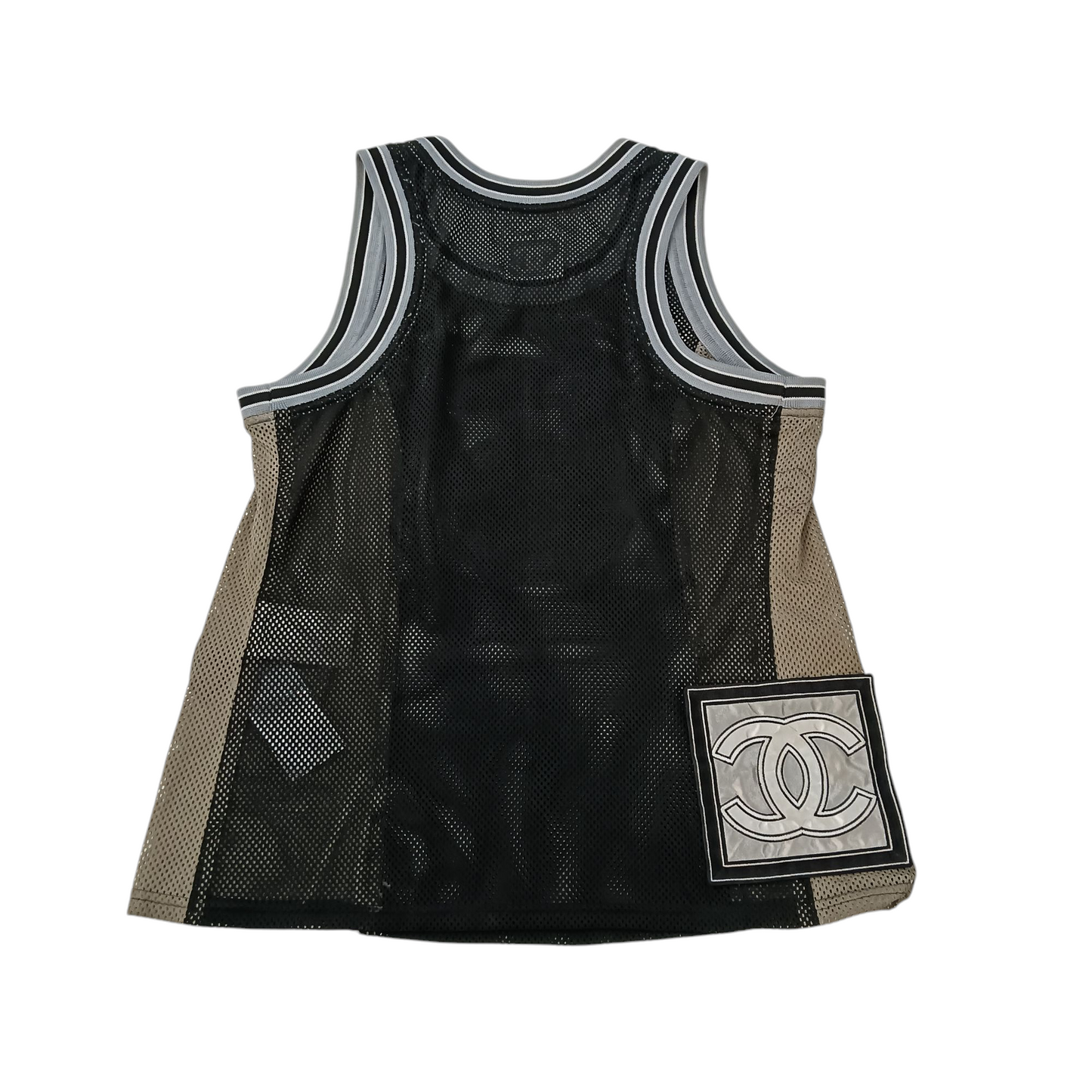 CHANEL Sleeveless T-shirt 44 Black/Beige