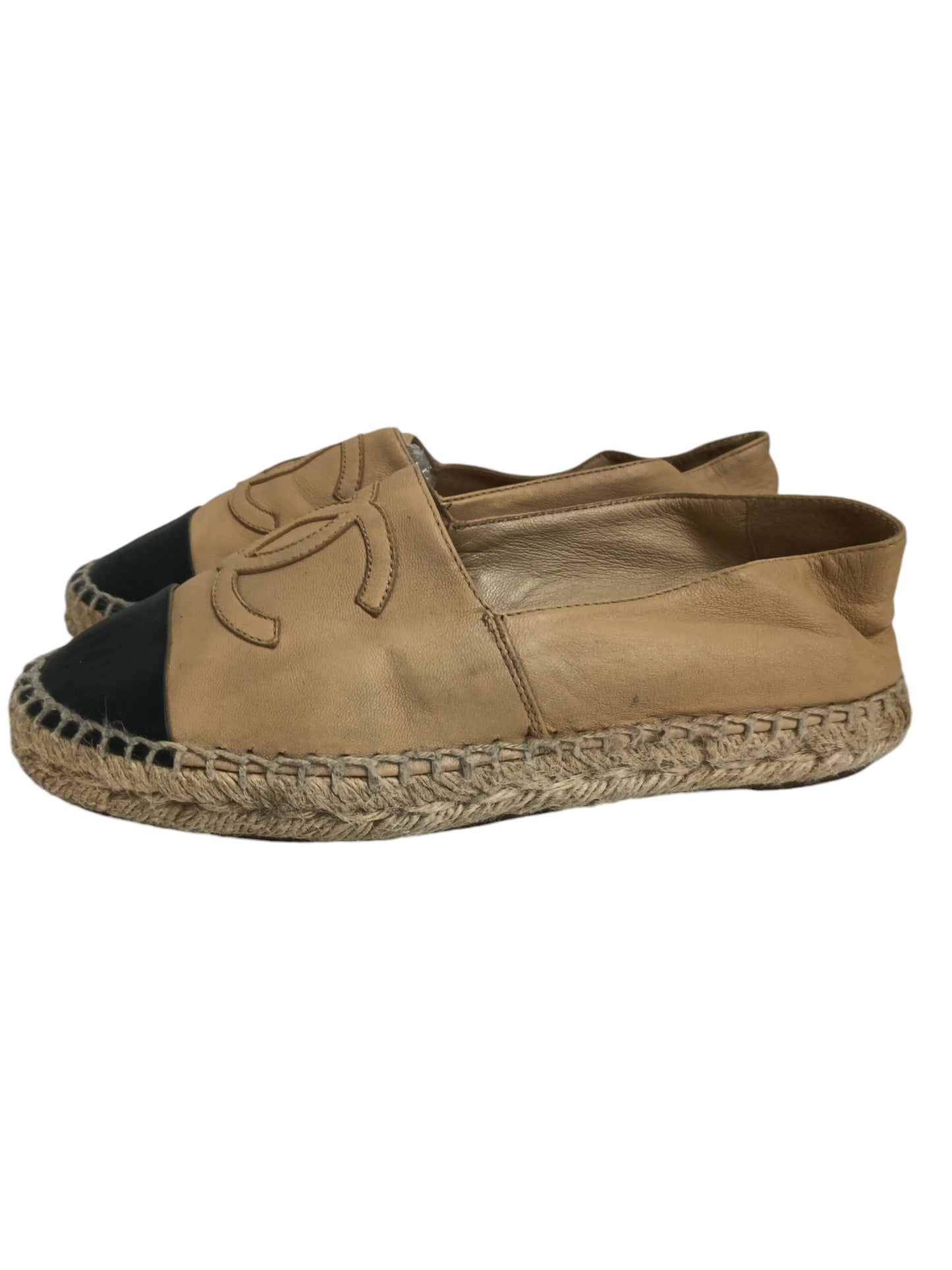CHANEL ESPADRILLE SIZE 35 LADY'S BEIGE/BLACK G29762