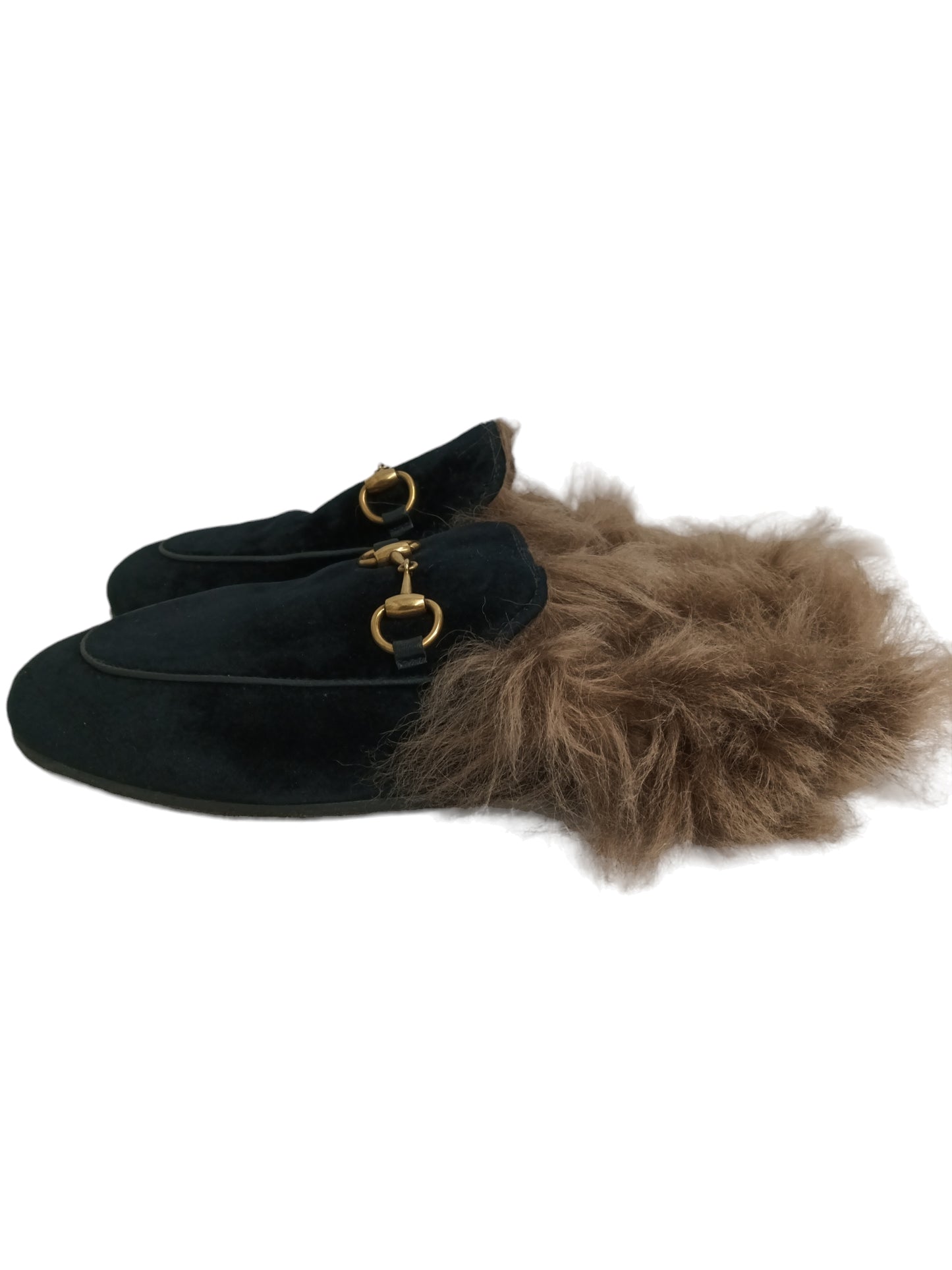 GUCCI FUR MULE SIZE 35 BLACK