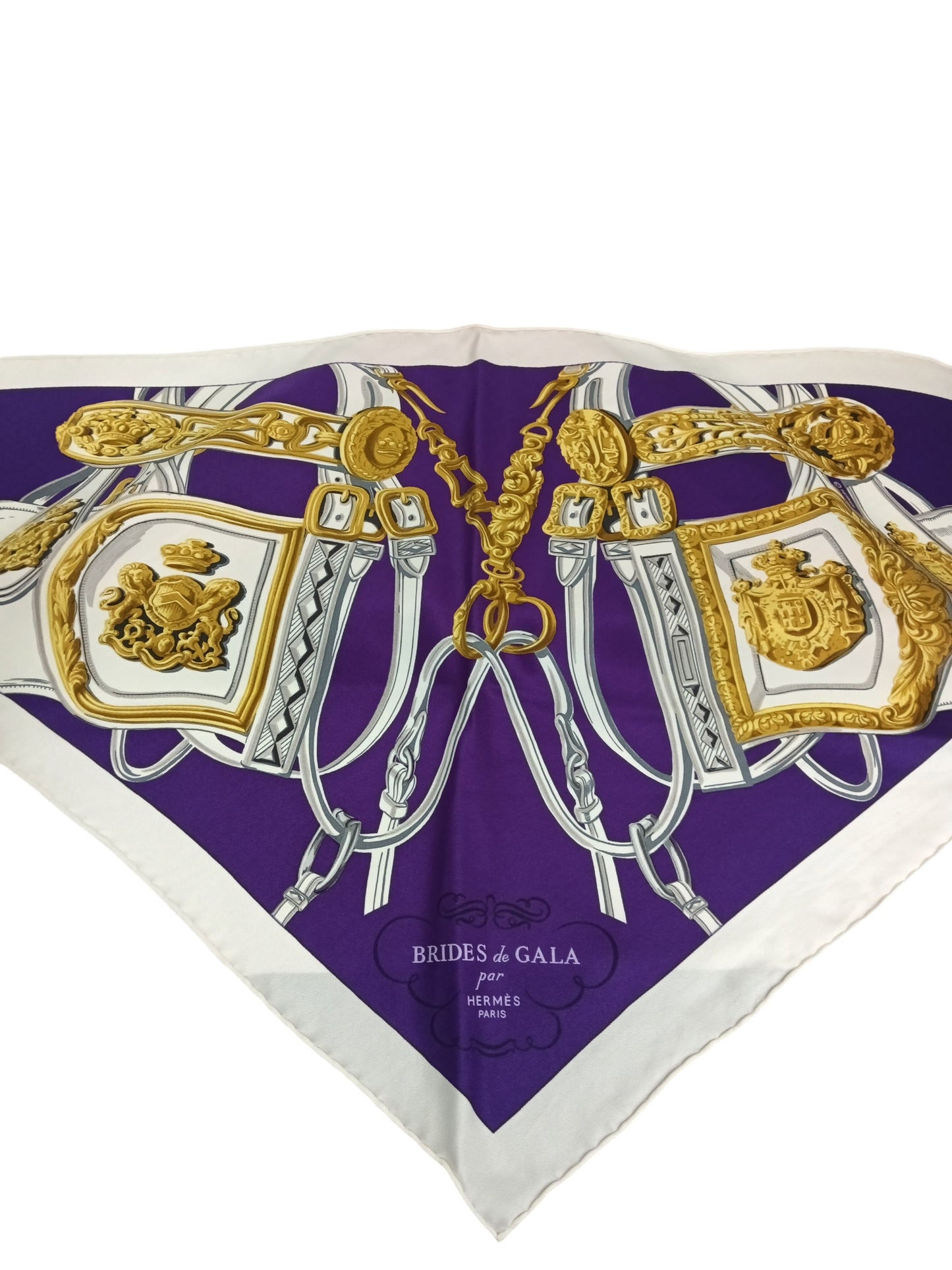 HERMES SCARF POINTE LADY'S WHITE/PURPLE