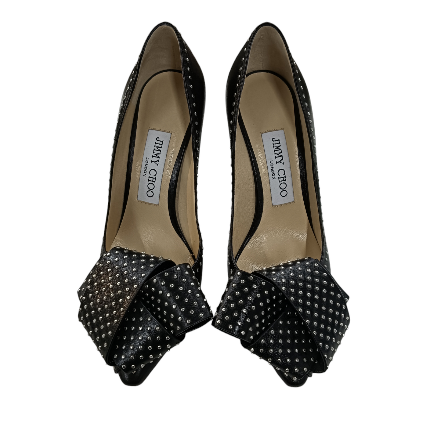JIMMY CHOO PUMPS SIZE 36 STUDS/RIBBON BLACK