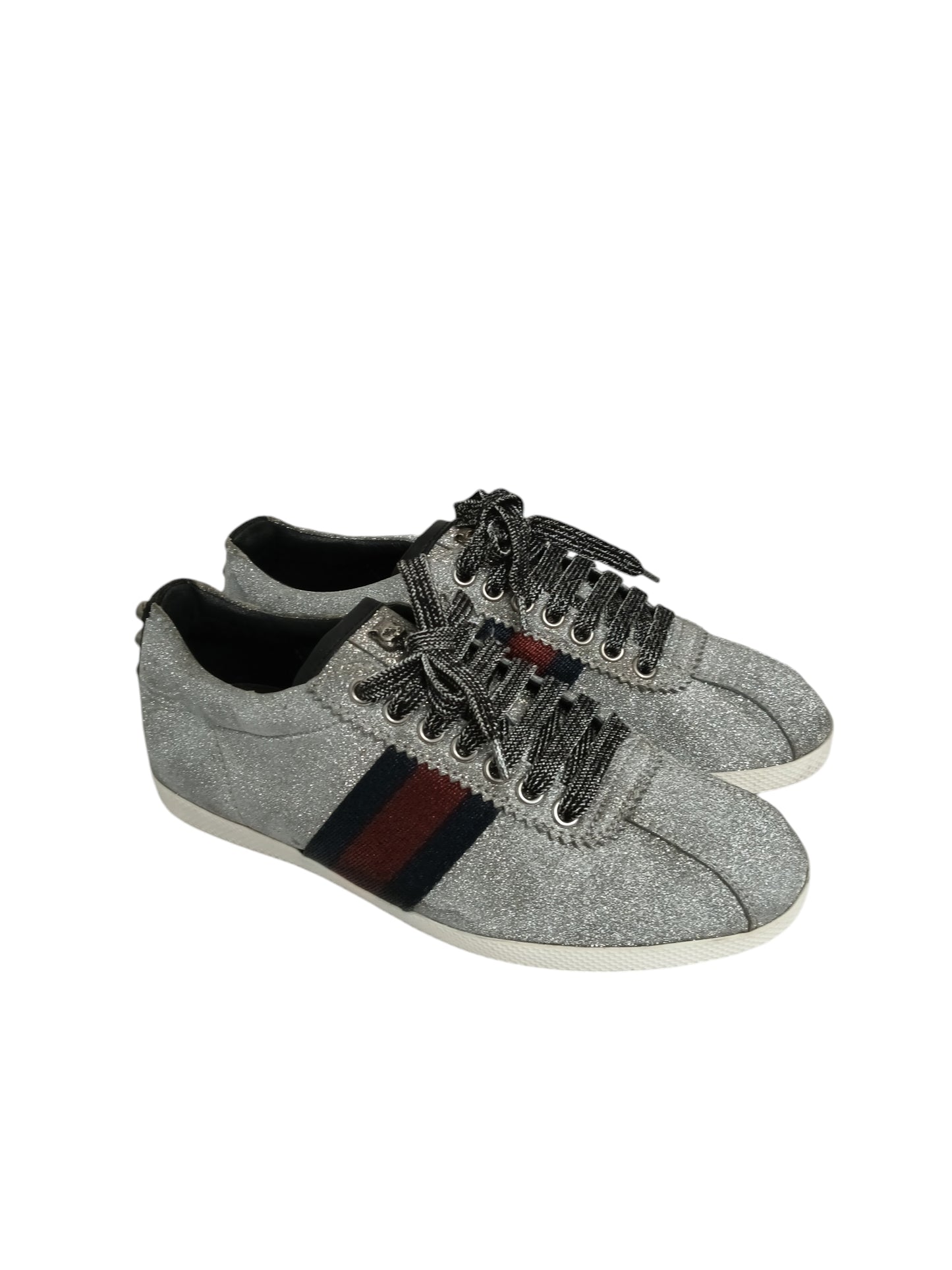 GUCCI SNEAKER 36 LADY'S SILVER STAIN 419544 RANK(B)