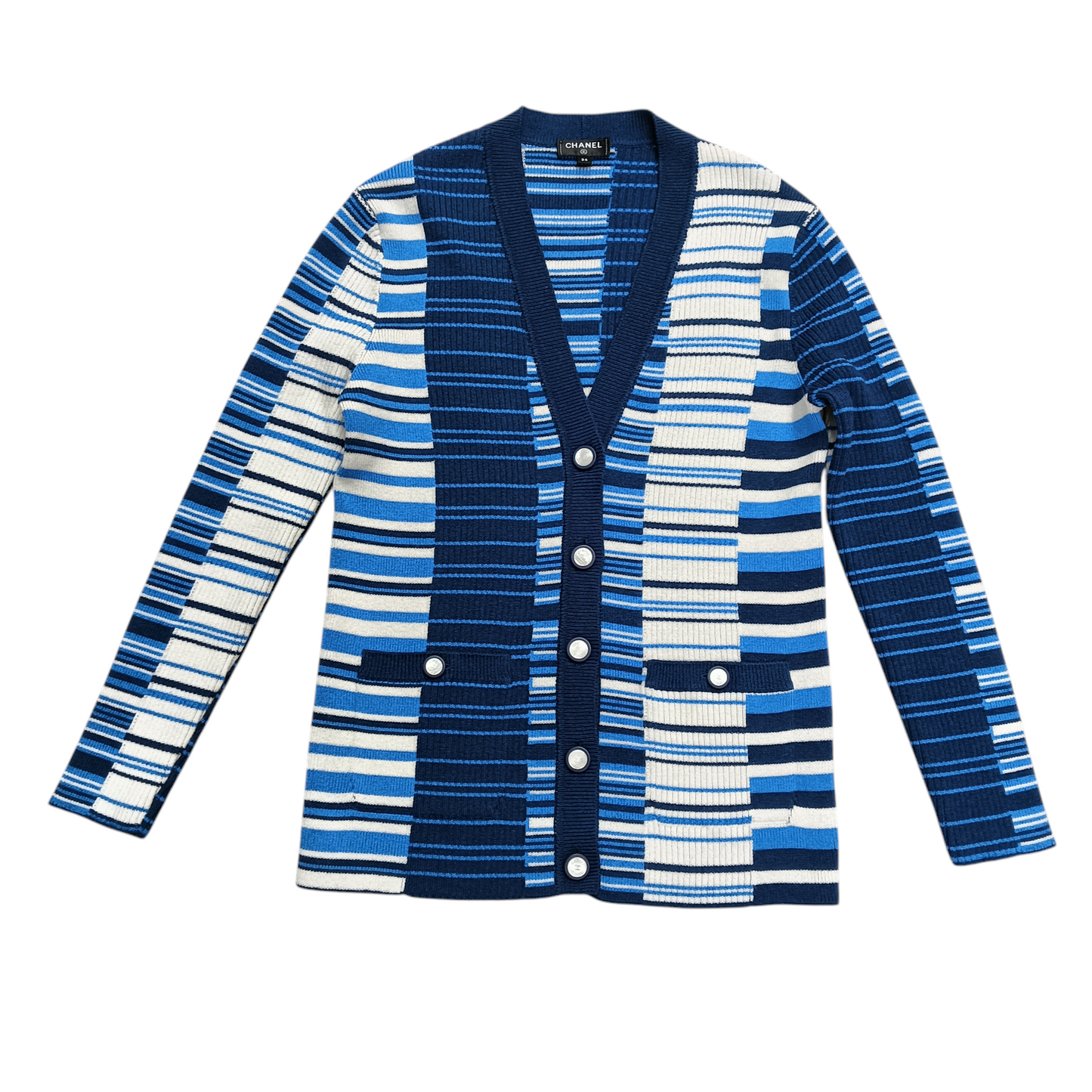 CHANEL Cardigan Lady's Size 34 Blue P62210K47538
