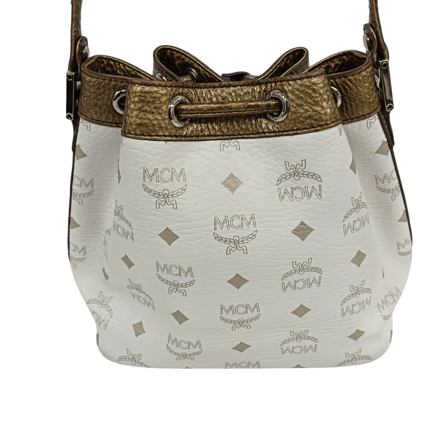 MCM Shoulder Bag 041004 Rank C White/Yellow