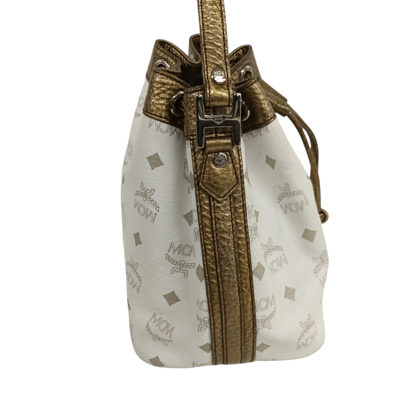 MCM Shoulder Bag 041004 Rank C White/Yellow