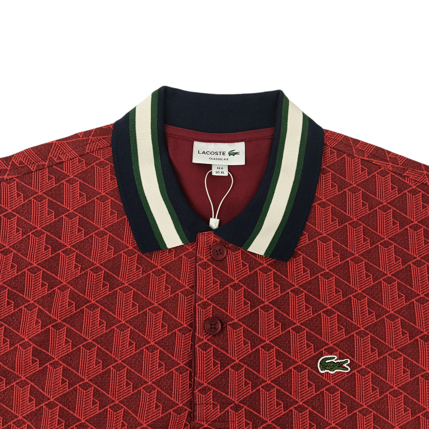 LACOSTE Polo shirts SIZE XL Mens Red DH1417/The Jacquard Knit Monogram Motif