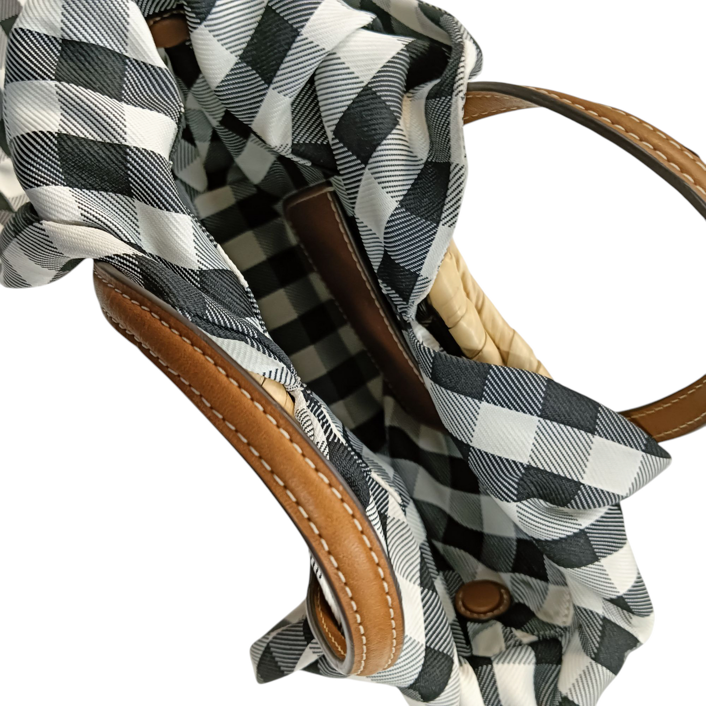 TORY BURCH Ella Mini Straw Basket Brown/Black