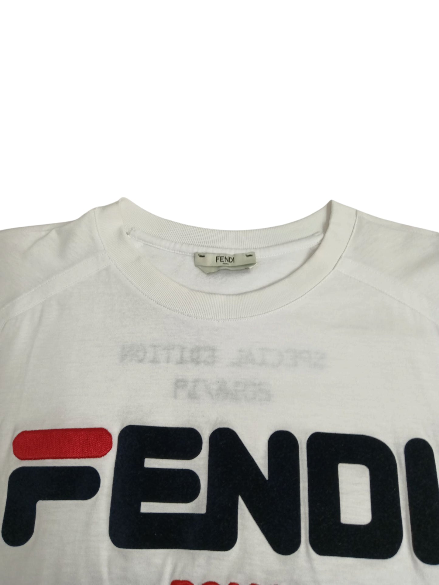 FENDI T-SHIRT SIZE M MENS WHITE FS7074 A5H1 RANK(B)