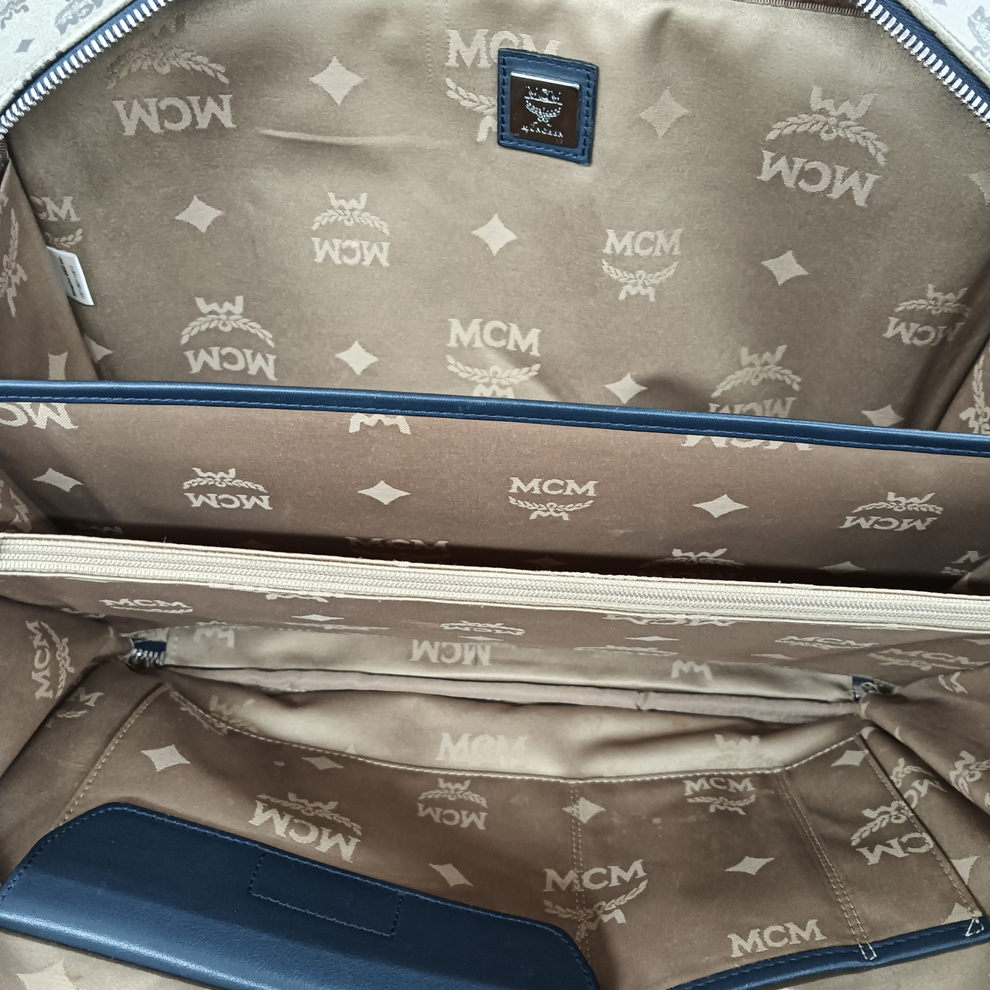 MCM 2WAY Bag 1001060110410 Rank B Beige/Navy