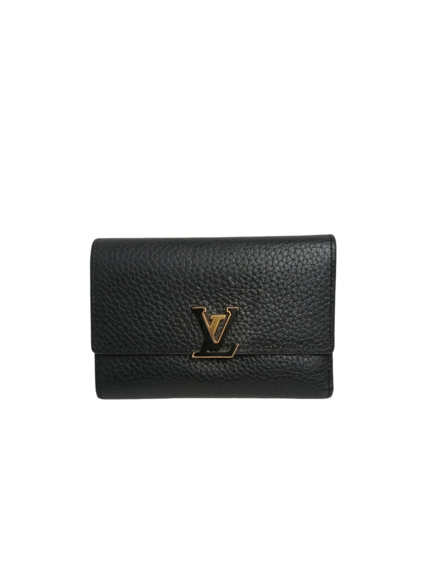 LOUIS VUITTON WALLET M62157 BLACK/PINK CAPUCINES COMPACT WALLET STAIN/DAMAGE RANK(B)