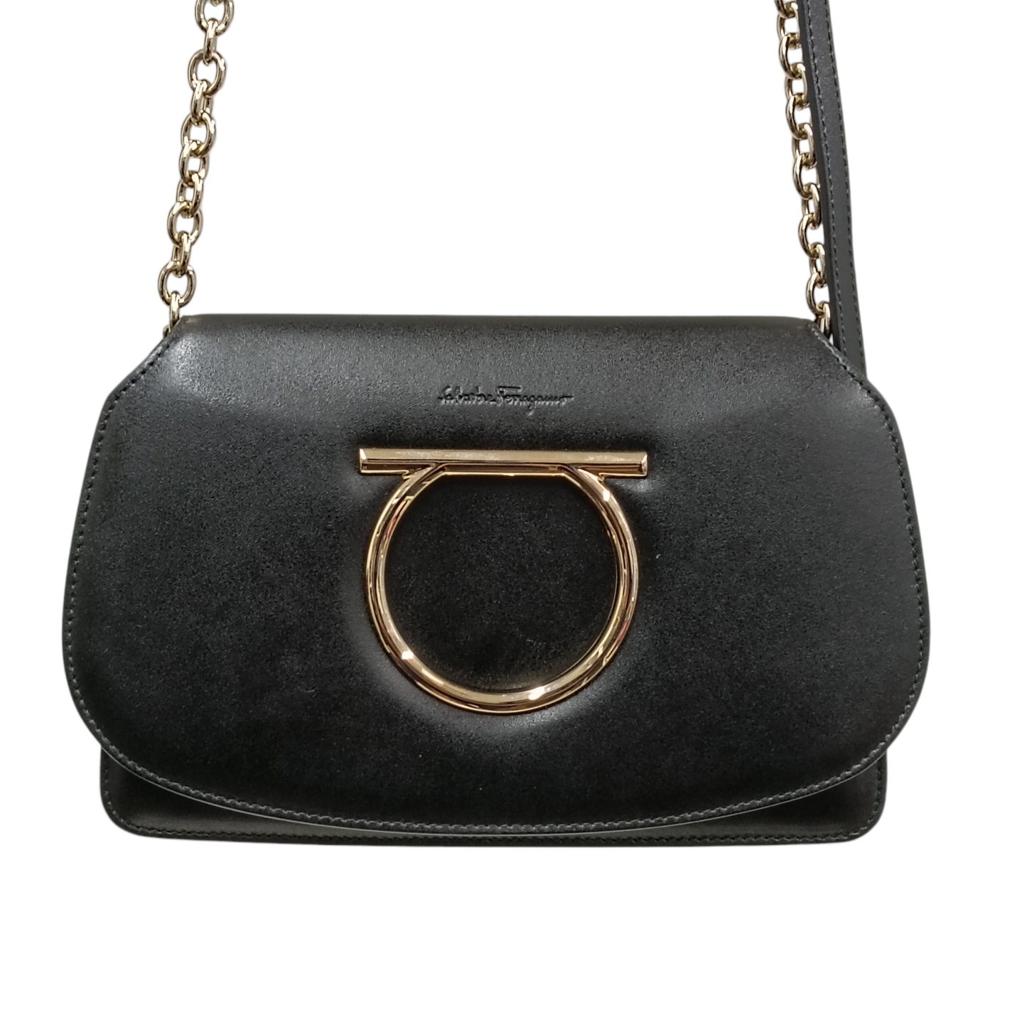 SALVATORE FERRAGAMO Shoulder Bag AU-22 D293 Rank AB Black