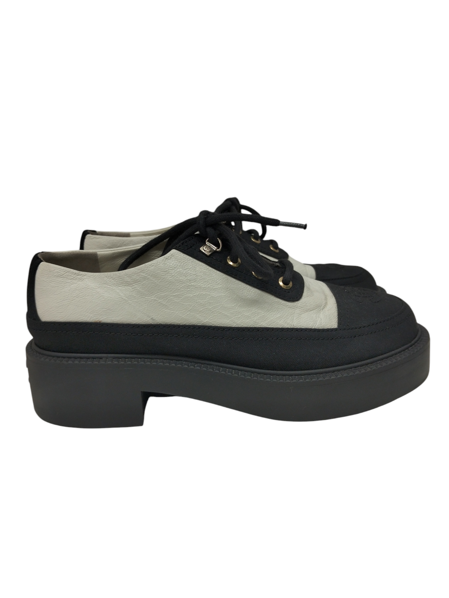 CHANEL SNEAKER LADY SIZE 36 WHITE/BLACK G38081 RANK (B)