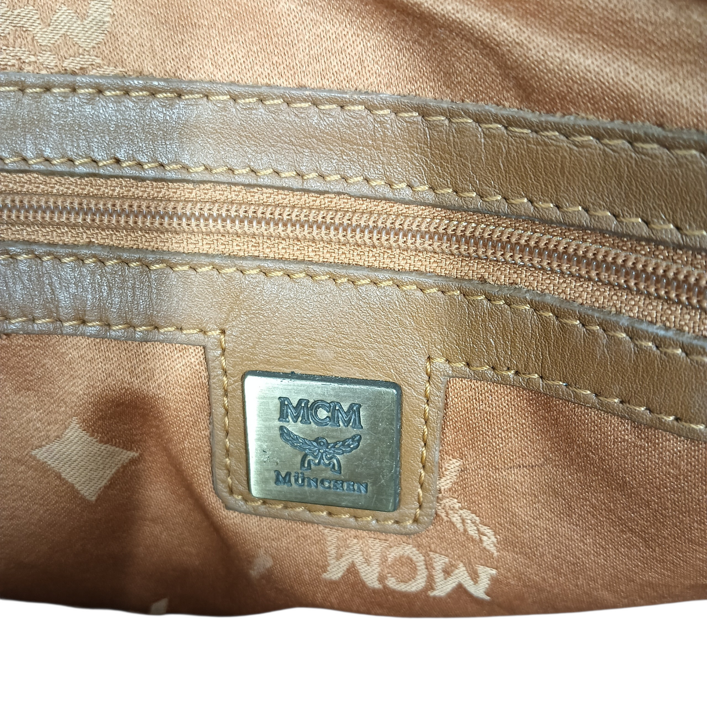MCM Handbag 1011077030122 Brown Damage