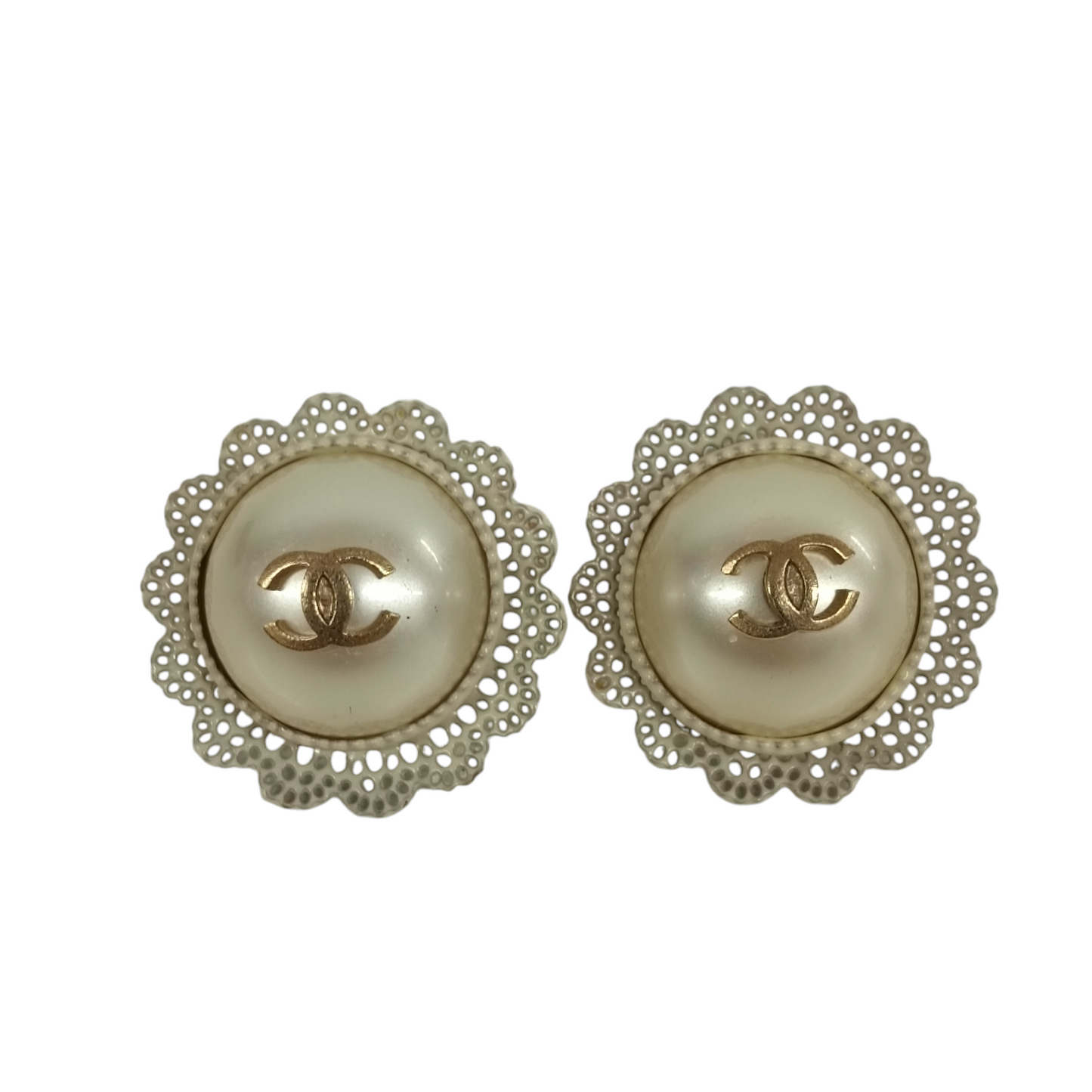 CHANEL Earring Rank B White
