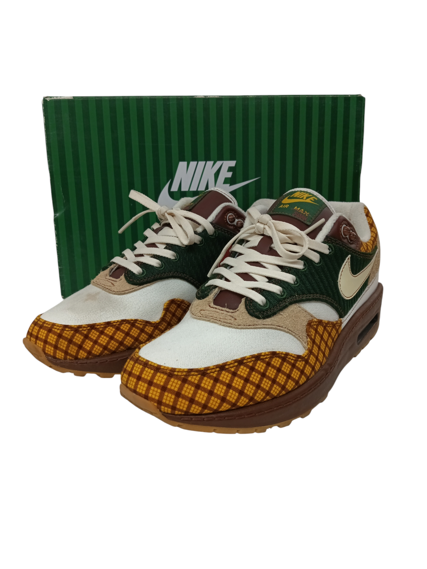 NIKE SNEAKER 41 CK6643-100 MENS WHITE/YELLOW RANK (B)l AIRMAX1 SUSAN *STAIN