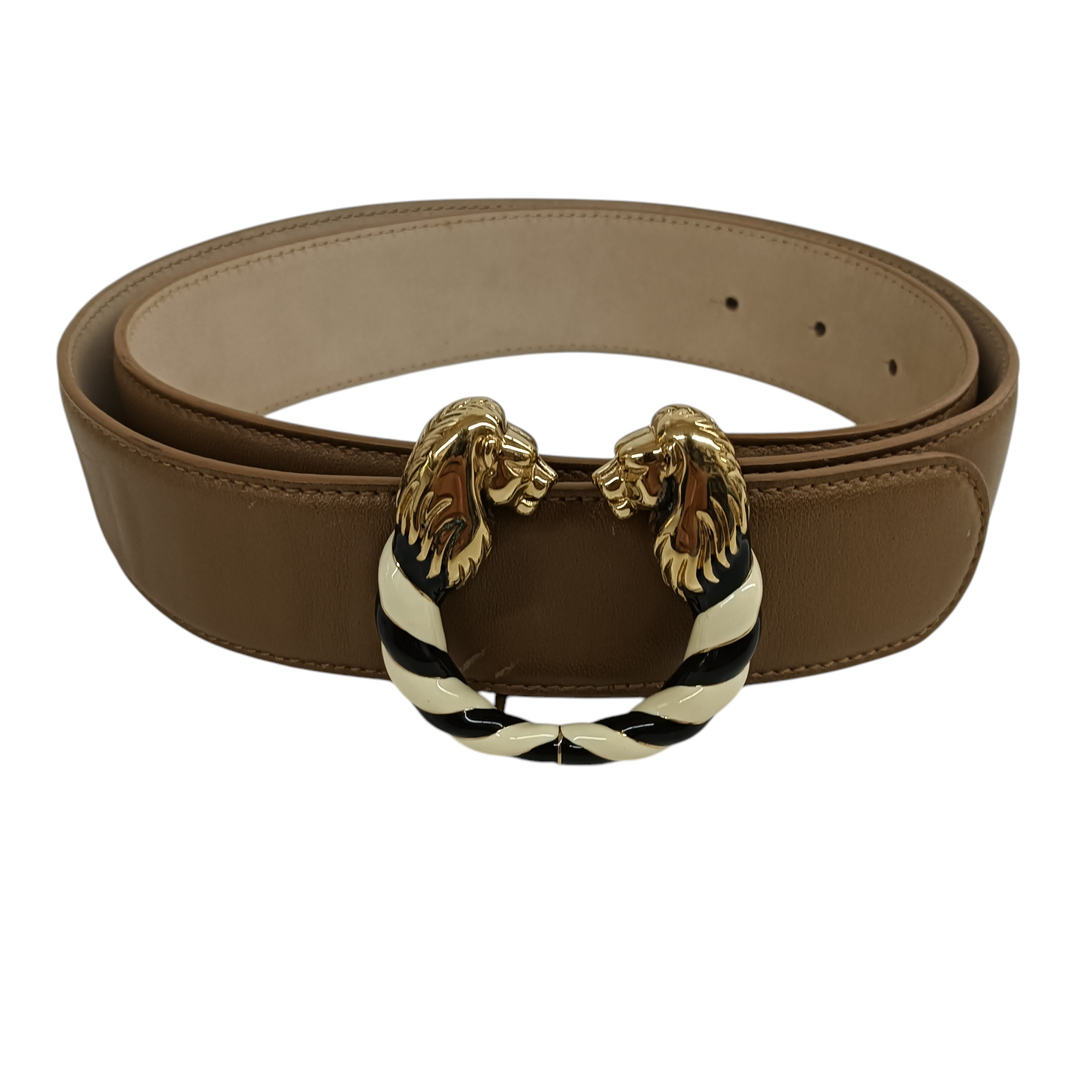 BVLGARI Belt 85 Rank (BC) Brown Lion *Damage