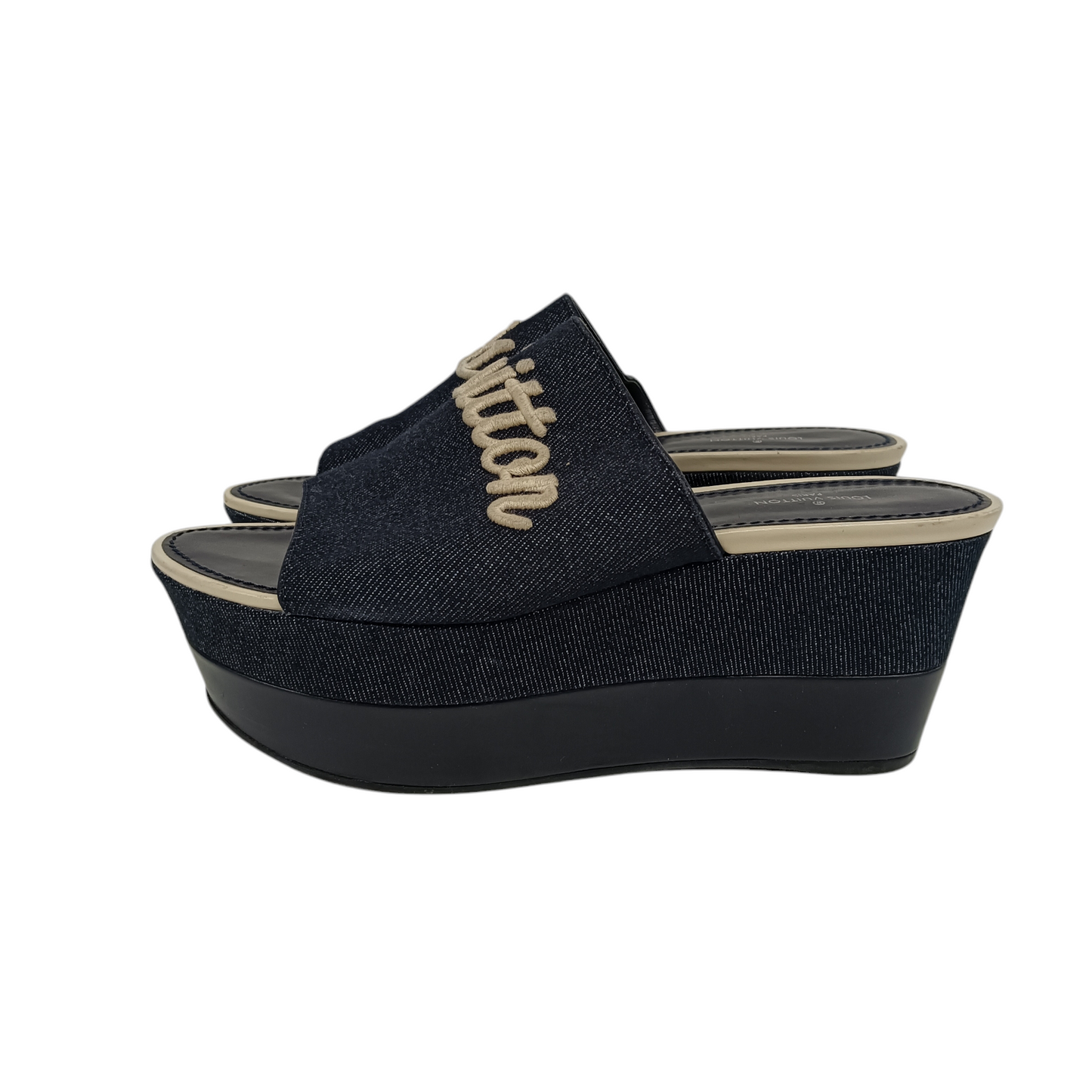LOUIS VUITTON Sandal 37 Lady's Navy Rank(B) MA1116