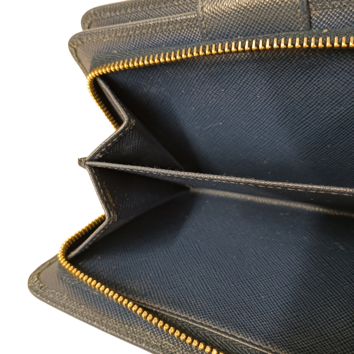 PRADA Wallet 1M1225 Navy Damage 107