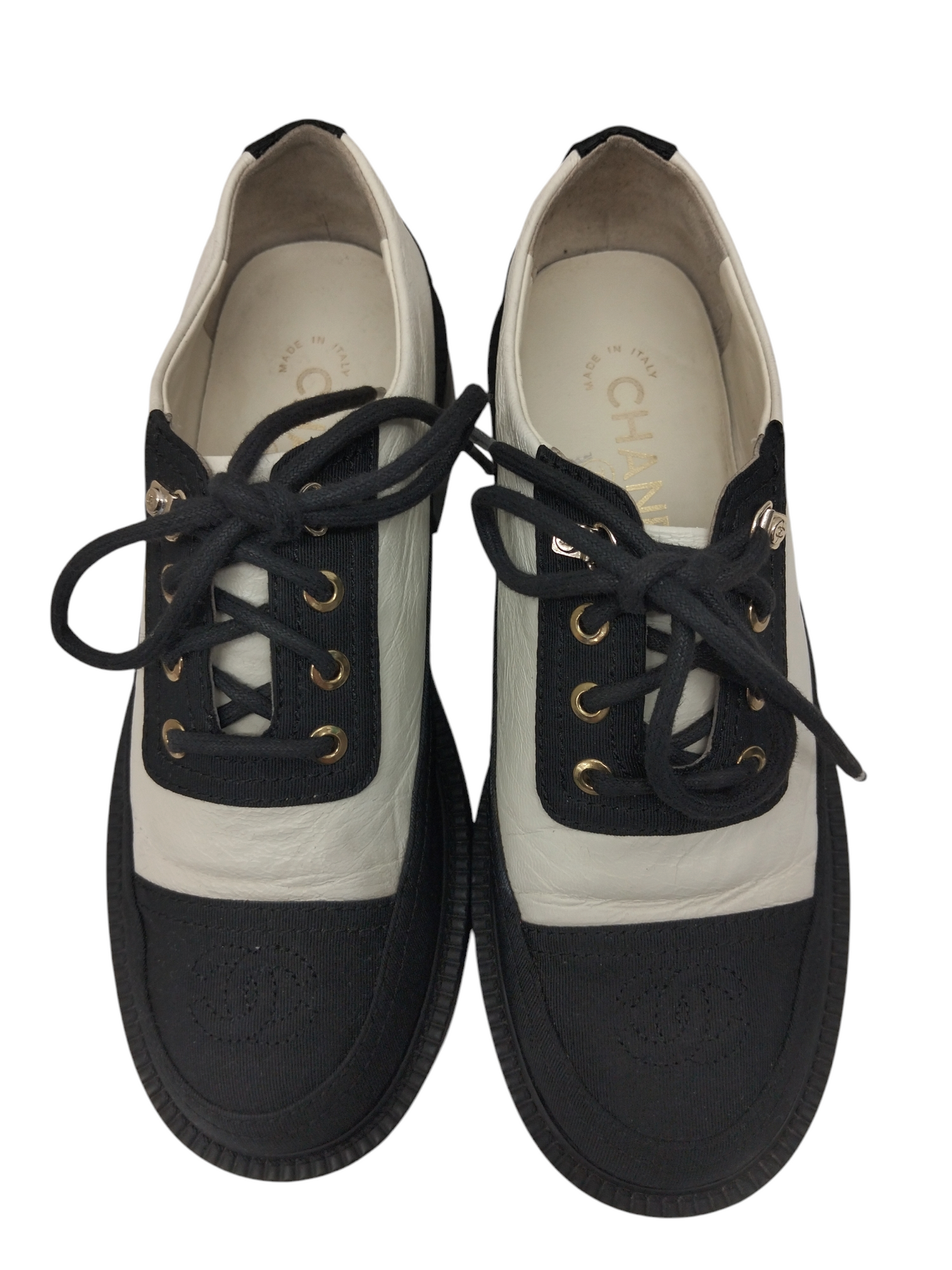 CHANEL SNEAKER LADY SIZE 36 WHITE/BLACK G38081 RANK (B)