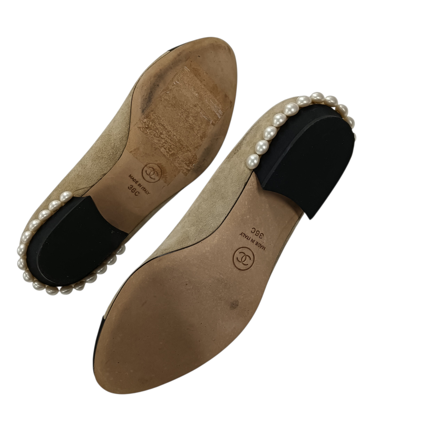 CHANEL Flat Shoes Lady's Size 36C Beige G33439