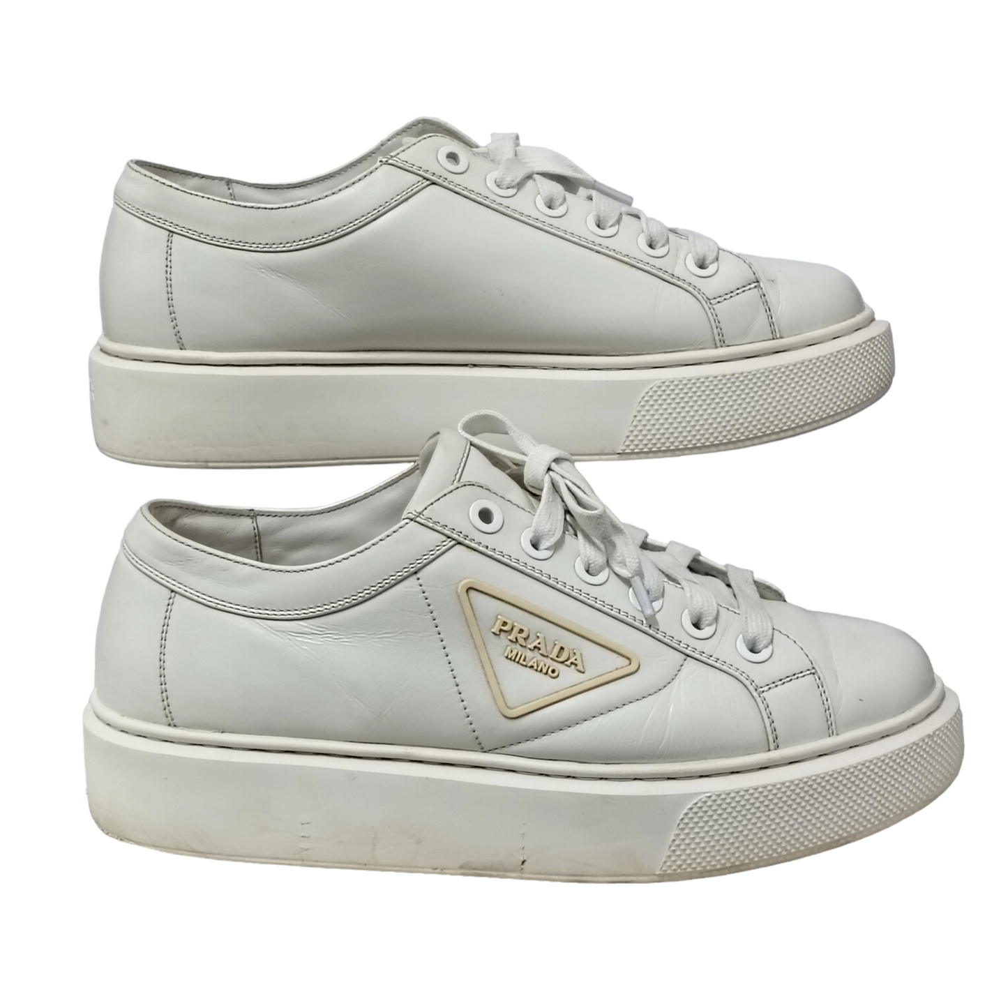 PRADA Sneaker Size 38eu Lady's White 4E 3560