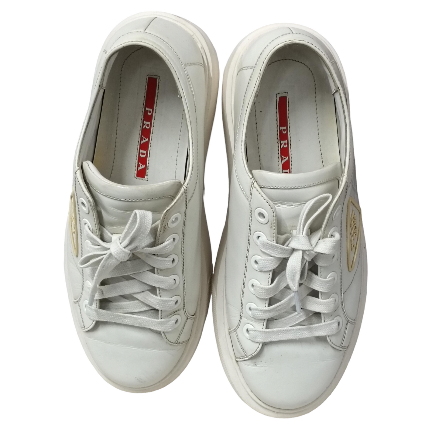 PRADA Sneaker Size 38eu Lady's White 4E 3560