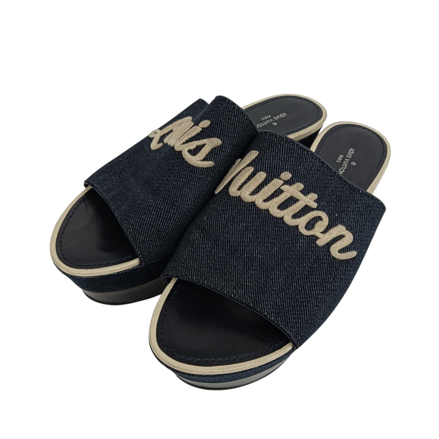 LOUIS VUITTON Sandal 37 Lady's Navy Rank(B) MA1116