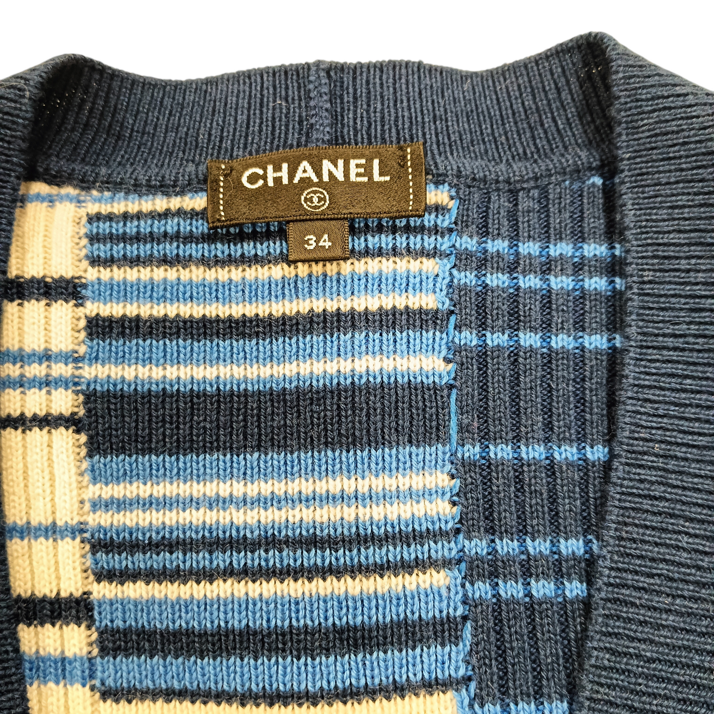 CHANEL Cardigan Lady's Size 34 Blue P62210K47538