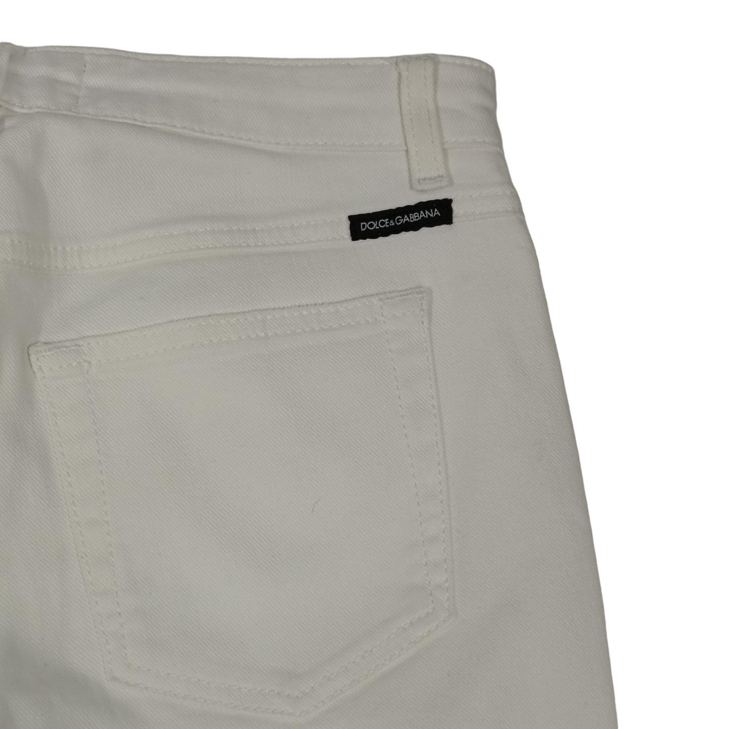DOLCE & GABBANA Pants Lady's White Pretty FTAQWD G890C Ceramic Flower
