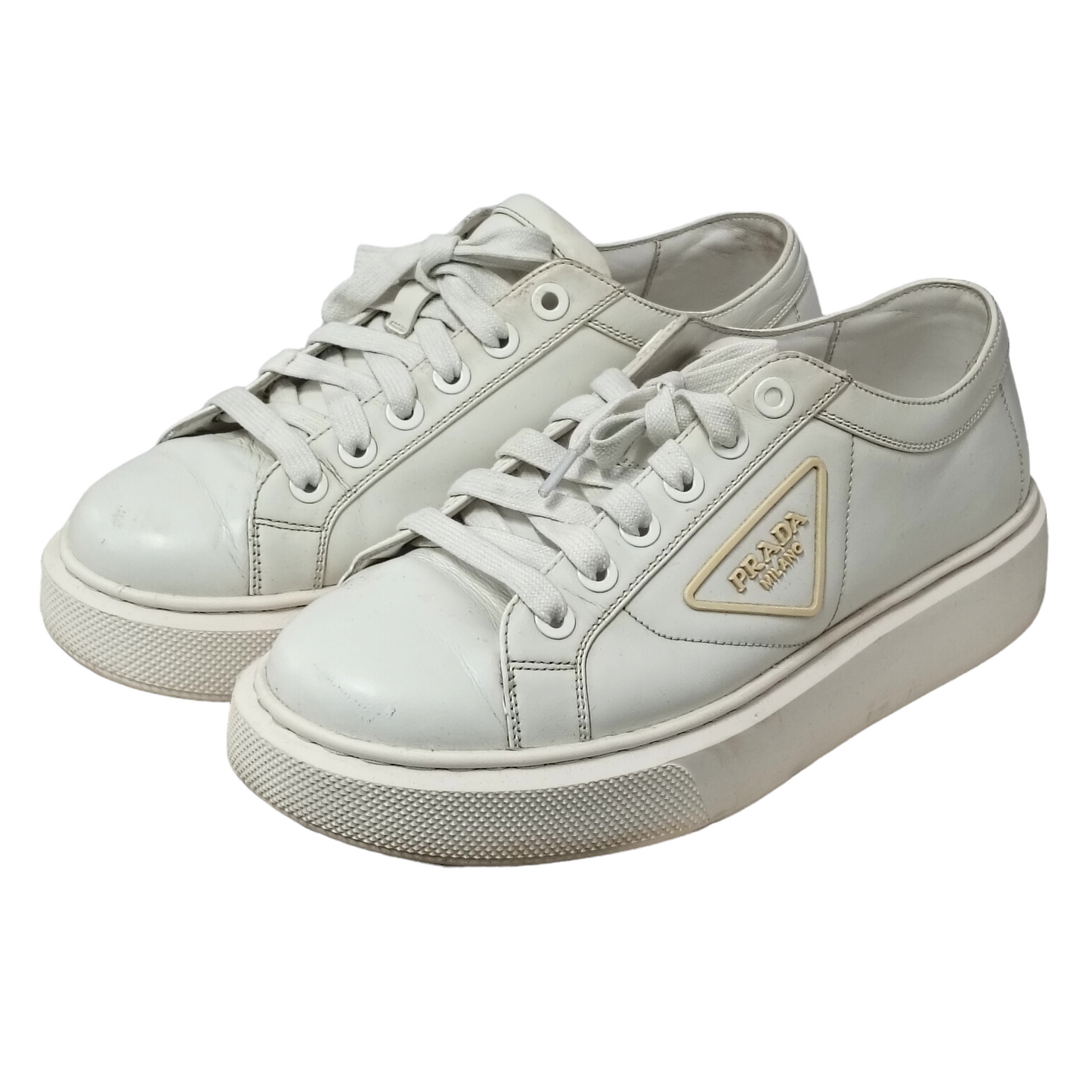 PRADA Sneaker Size 38eu Lady's White 4E 3560
