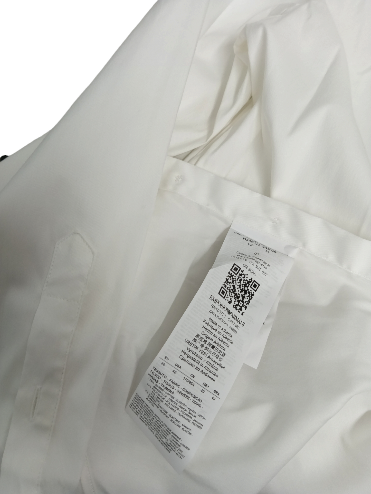 EMPORIO ARMANI WHITE 11CA6T 1130C SIZE M RANK (B)