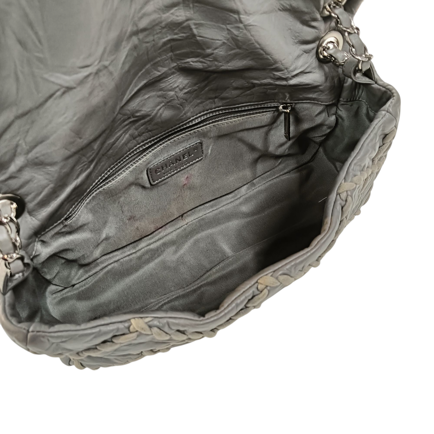 CHANEL w Chain Shoulder Bag Ultra Stretch Gray 14830612