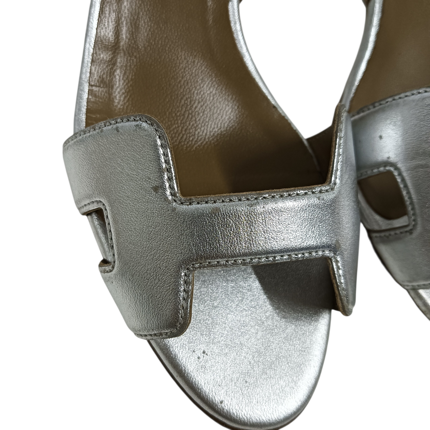 HERMES Pumps 37 Silver Scratch
