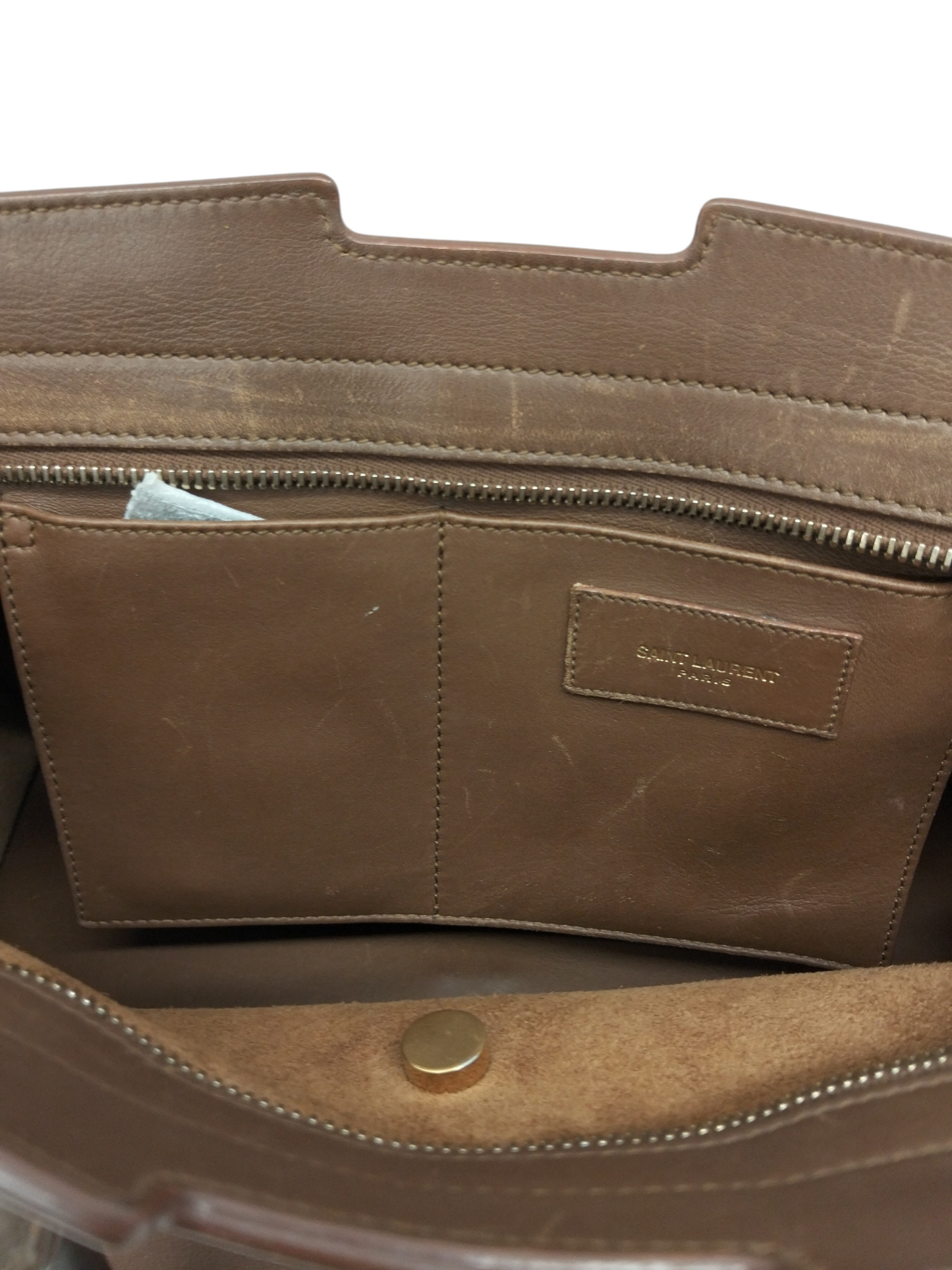 SAINT LAURENT PARIS 2 WAY BAG PETIT CABAS BROWN 311210 DAMAGE 527411 RANK (C)