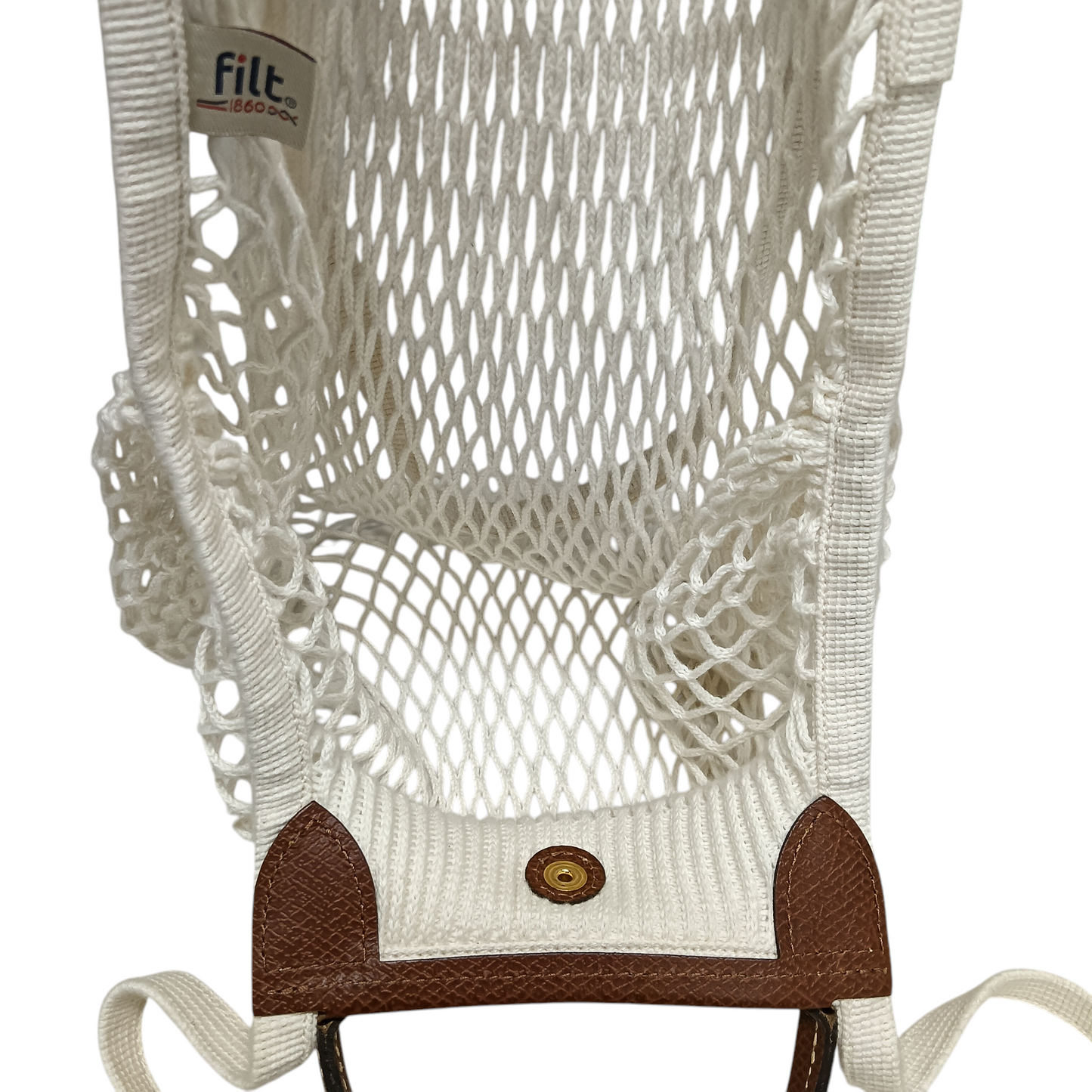 LONGCHAMP 2WAY BAG MESH WHITE/BROWN