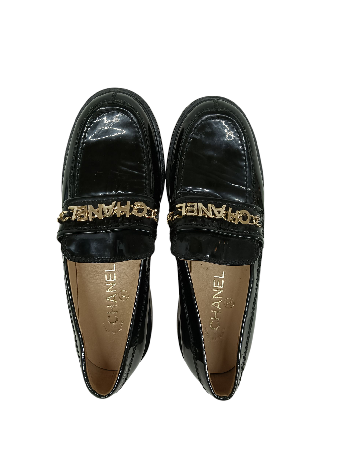 CHANEL Loafers Size 38 G37430 Lady's Black