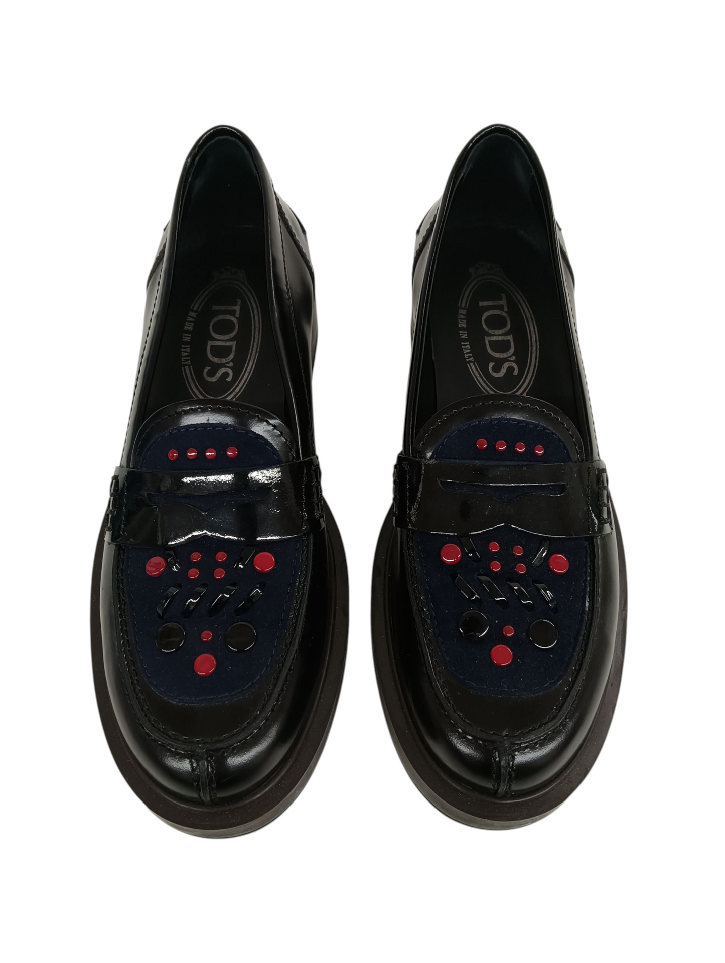 TOD'S Loafers size 34 Lady's Black/Navy