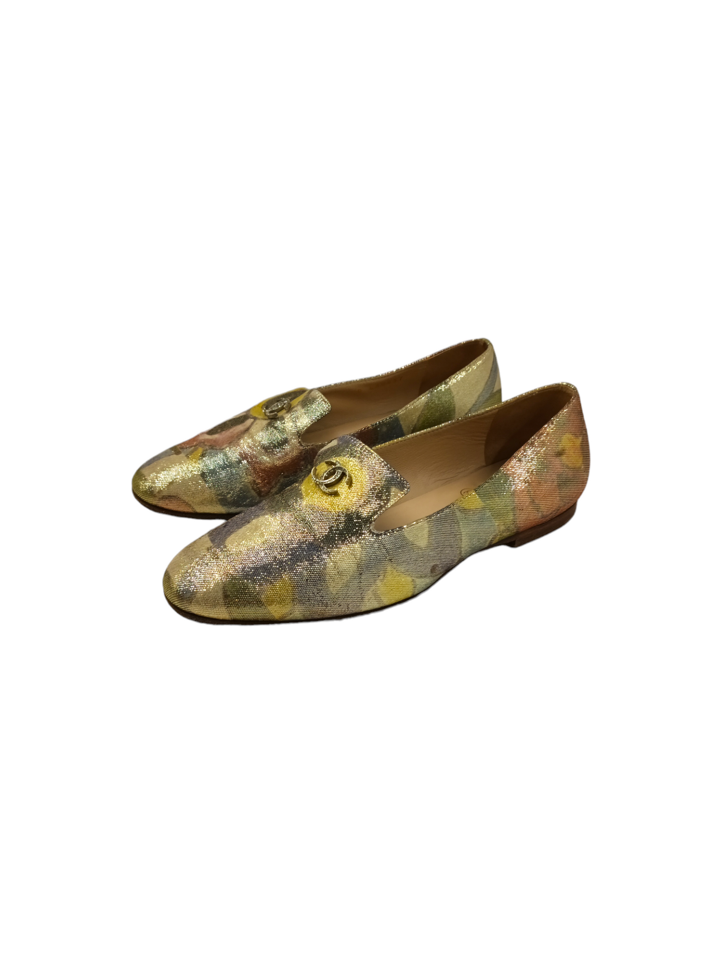 CHANEL Flat Shoes Beige 35.5 Rank B