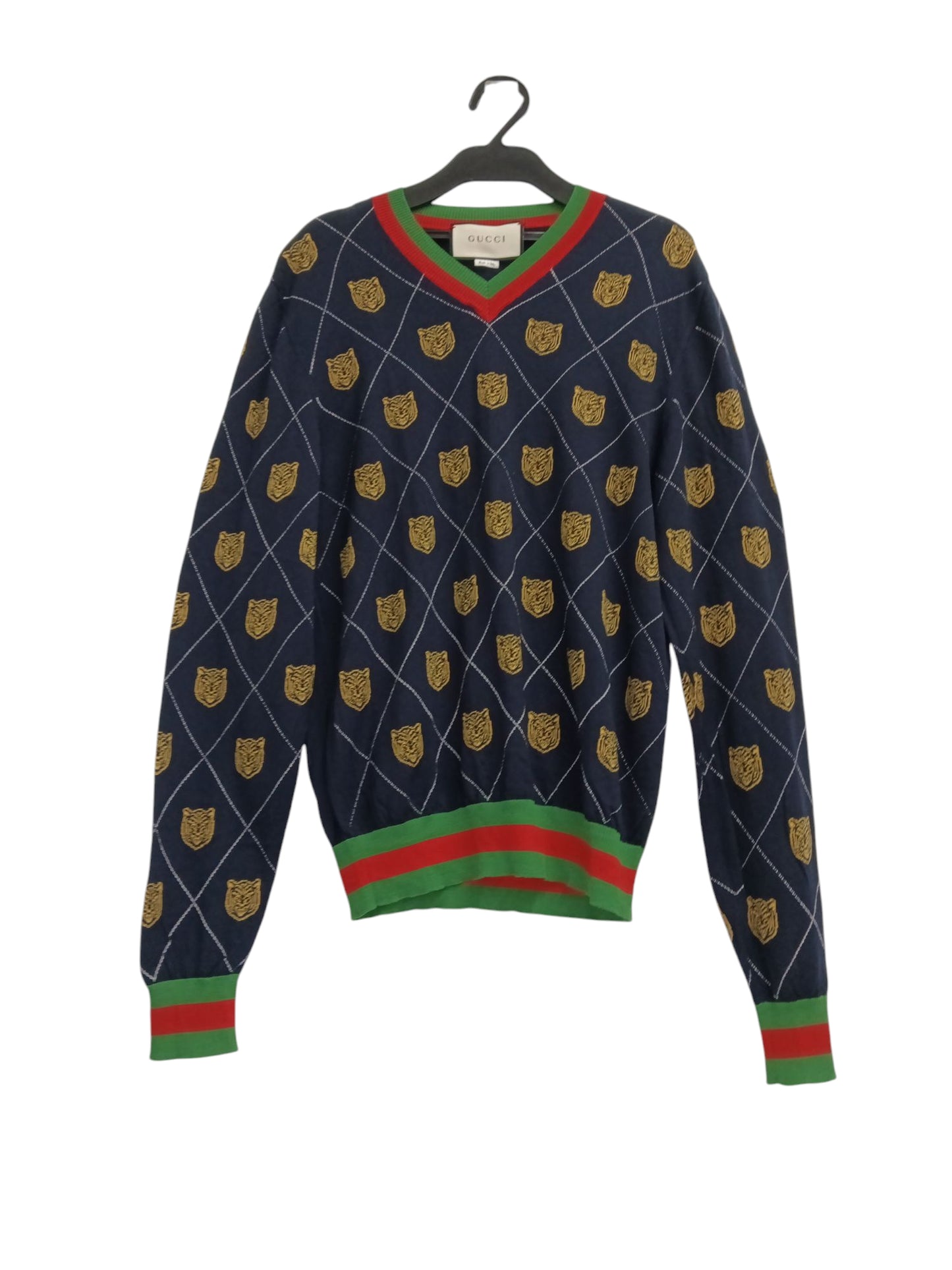 GUCCI KNITWEAR SIZE S LADY'S NAVY 474320-X1464 TIGER
