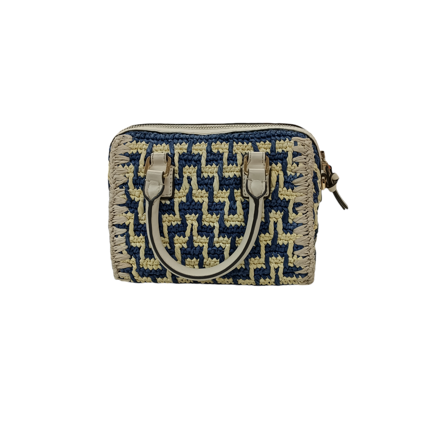 TORY BURCH 2WAY BAG 10000440 Ivory/Blue Straw Mini Web Satchel