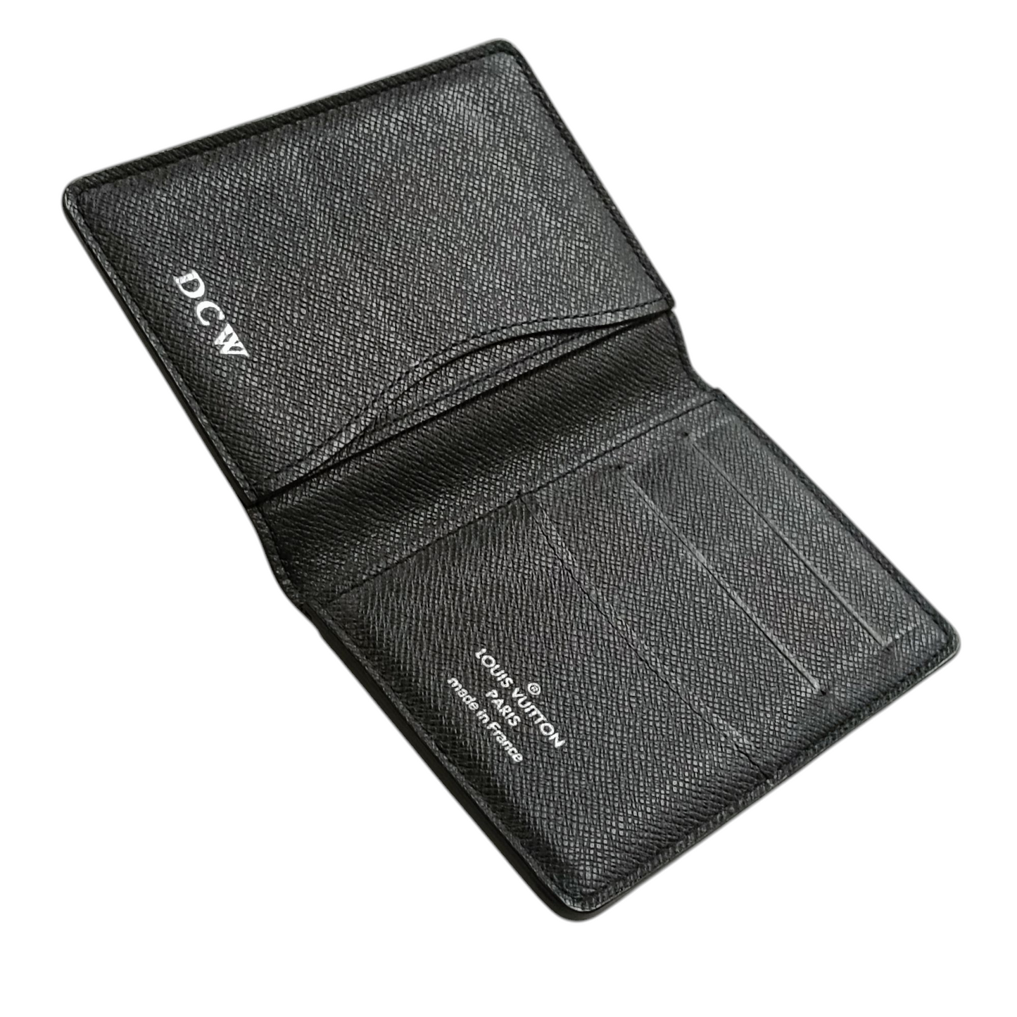 LOUIS VUITTON Card Case Taiga Black Initial DCW M30512