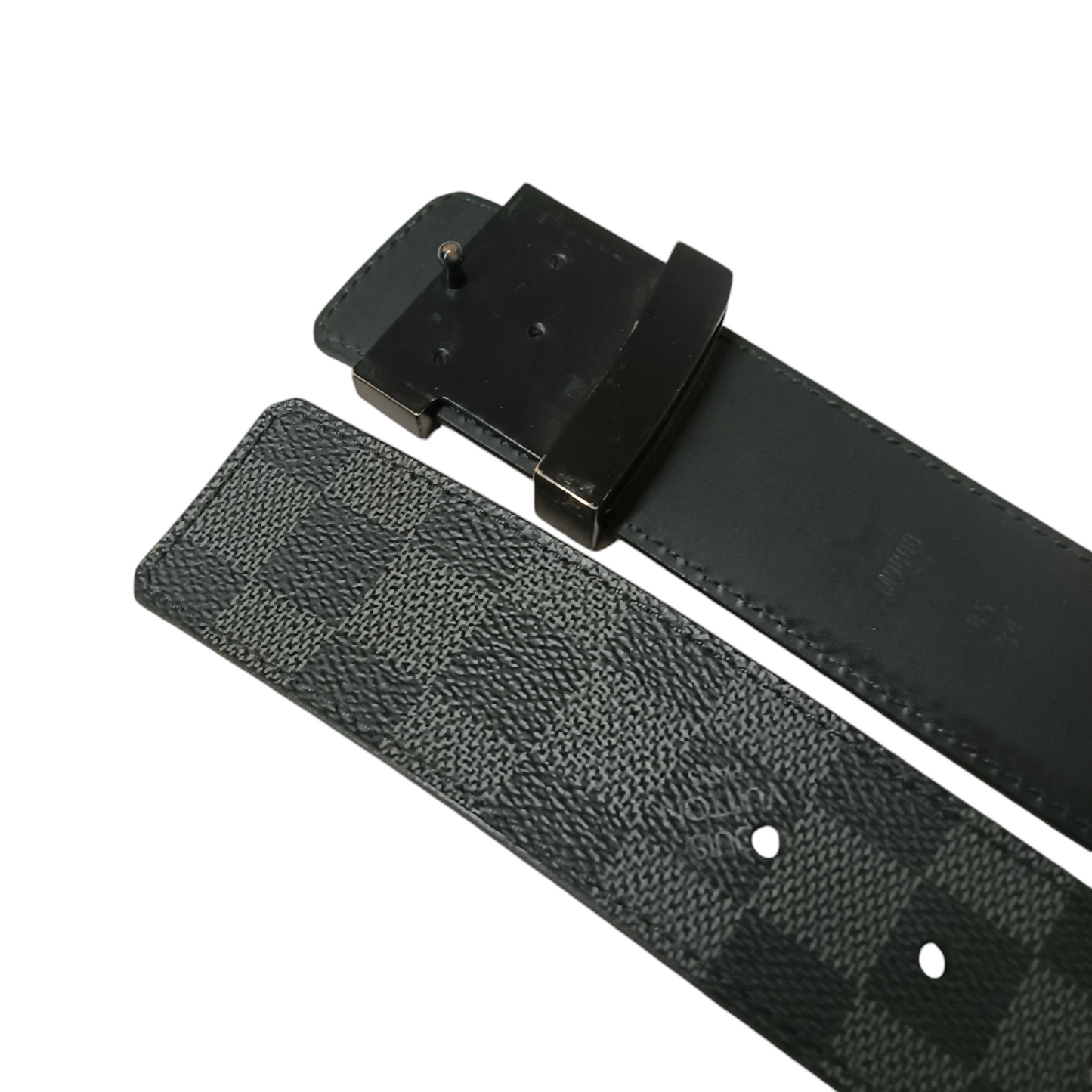 LOUIS VUITTON Belt 85/34 Black Scratch M9808 Damier