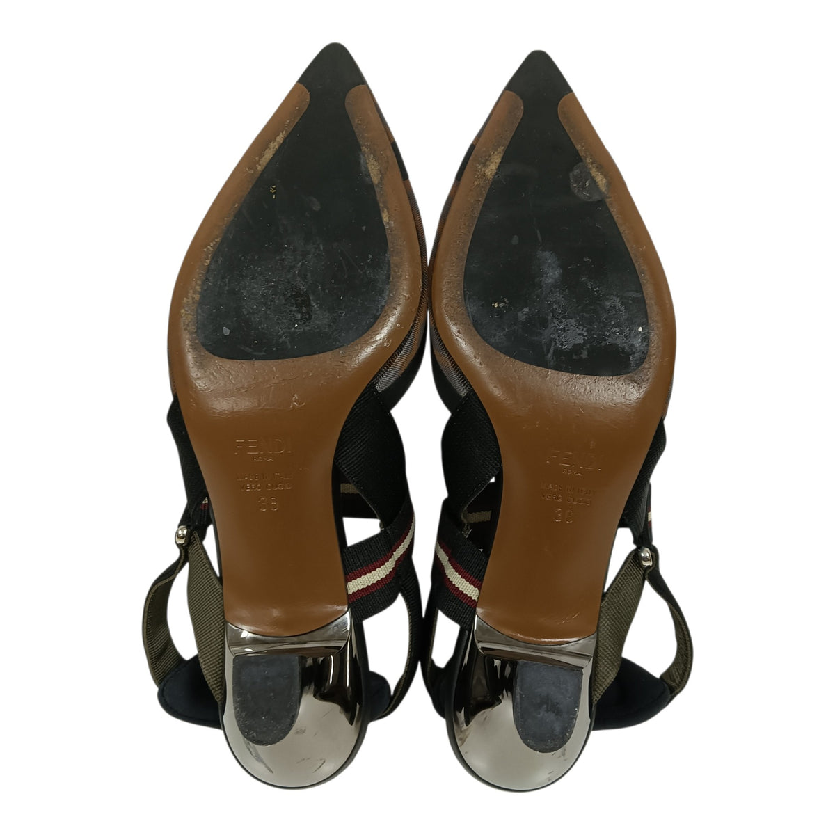 FENDI Pumps 36 Lady's Black FF ZUCCA