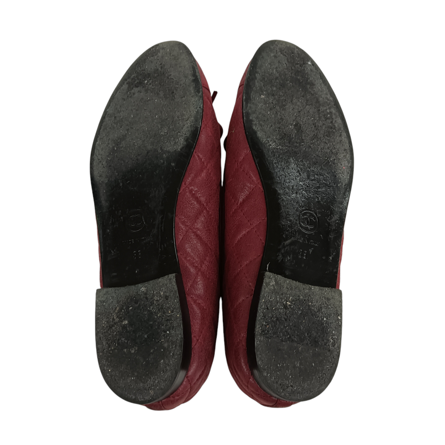 CHANEL Pumps 38 Lady's Red RANK BC Stain G26250